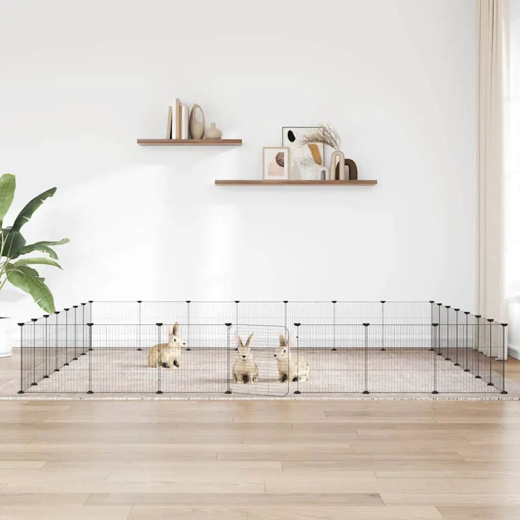vidaXL Pet Cage | Black | Powder-Coated Steel - from vidaXL