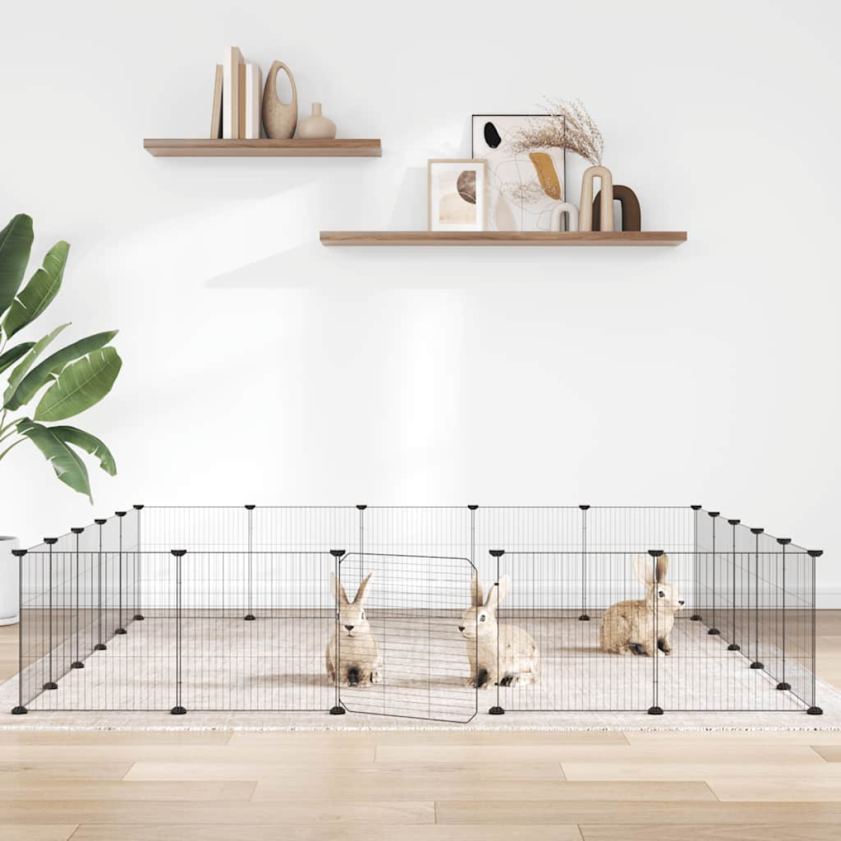 vidaXL Pet Cage | Black | Powder-Coated Steel - from vidaXL