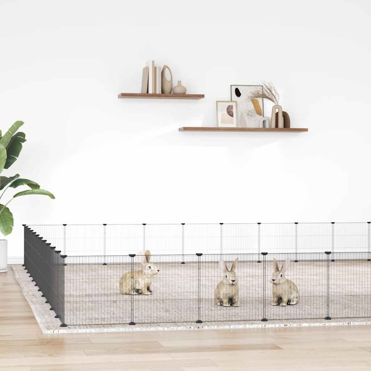 vidaXL Pet Cage | Black | Powder-Coated Steel - from vidaXL