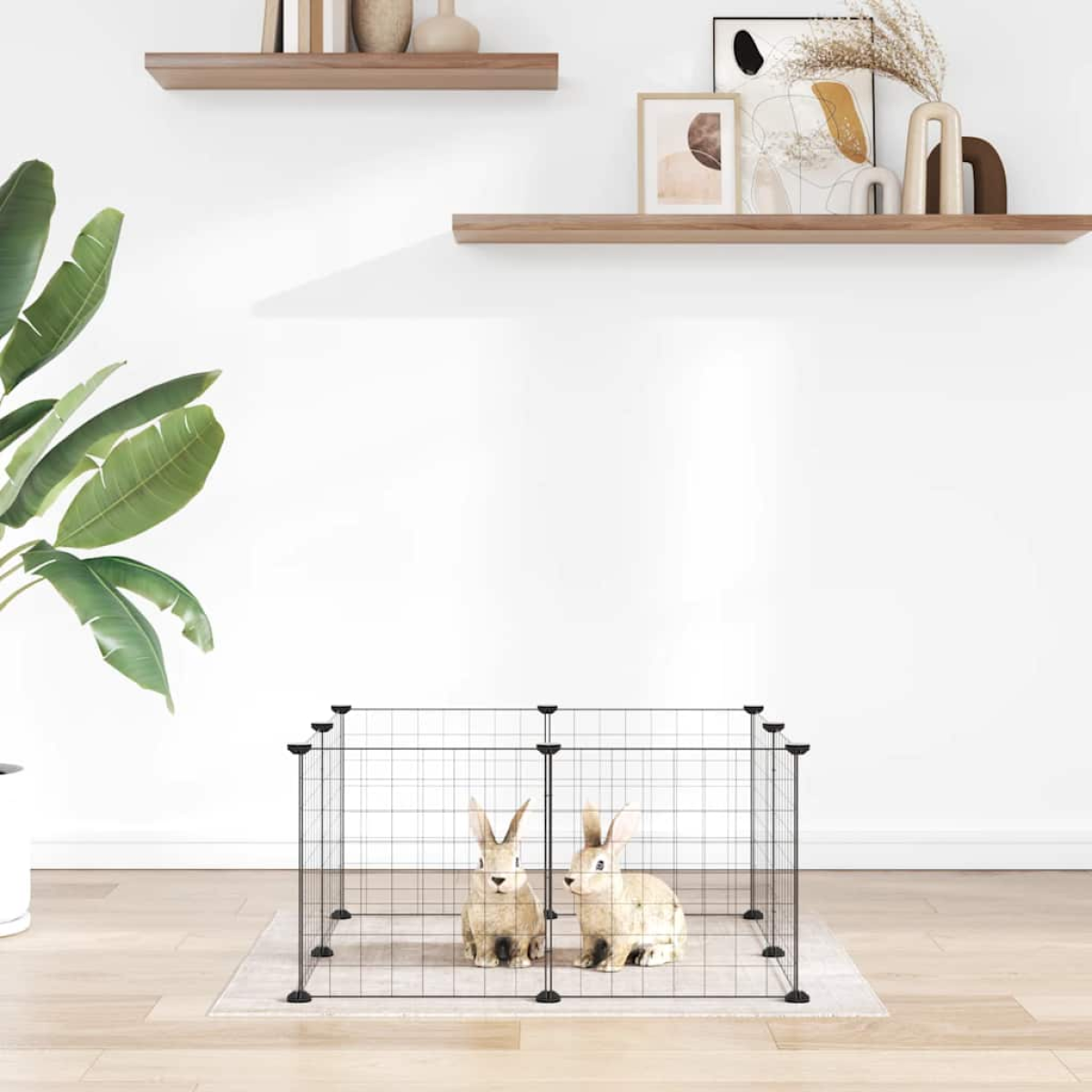 vidaXL Pet Cage | Black | Powder-Coated Steel - from vidaXL