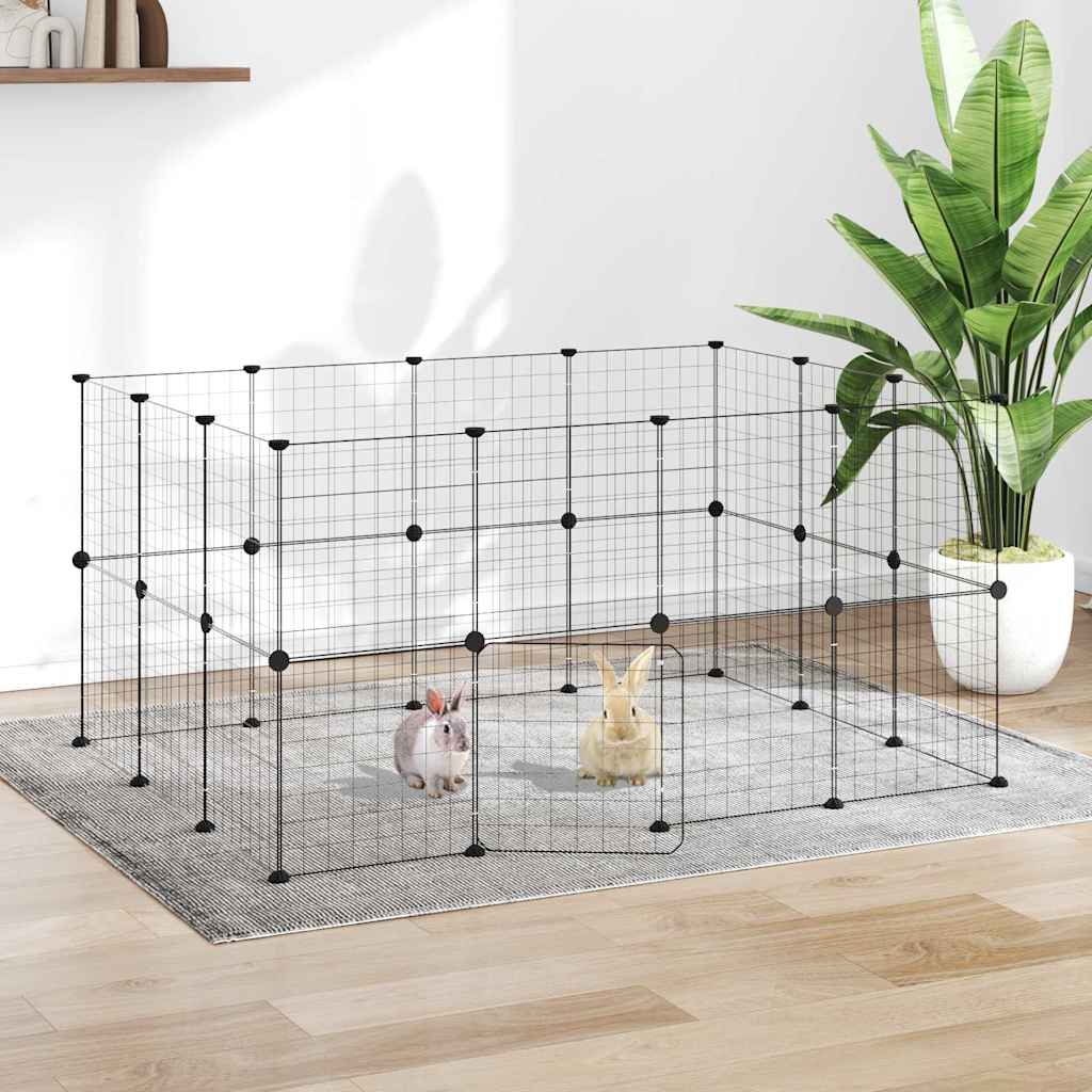 vidaXL 8-Panel Pet Cage Black 35x35 cm Steel - from vidaXL