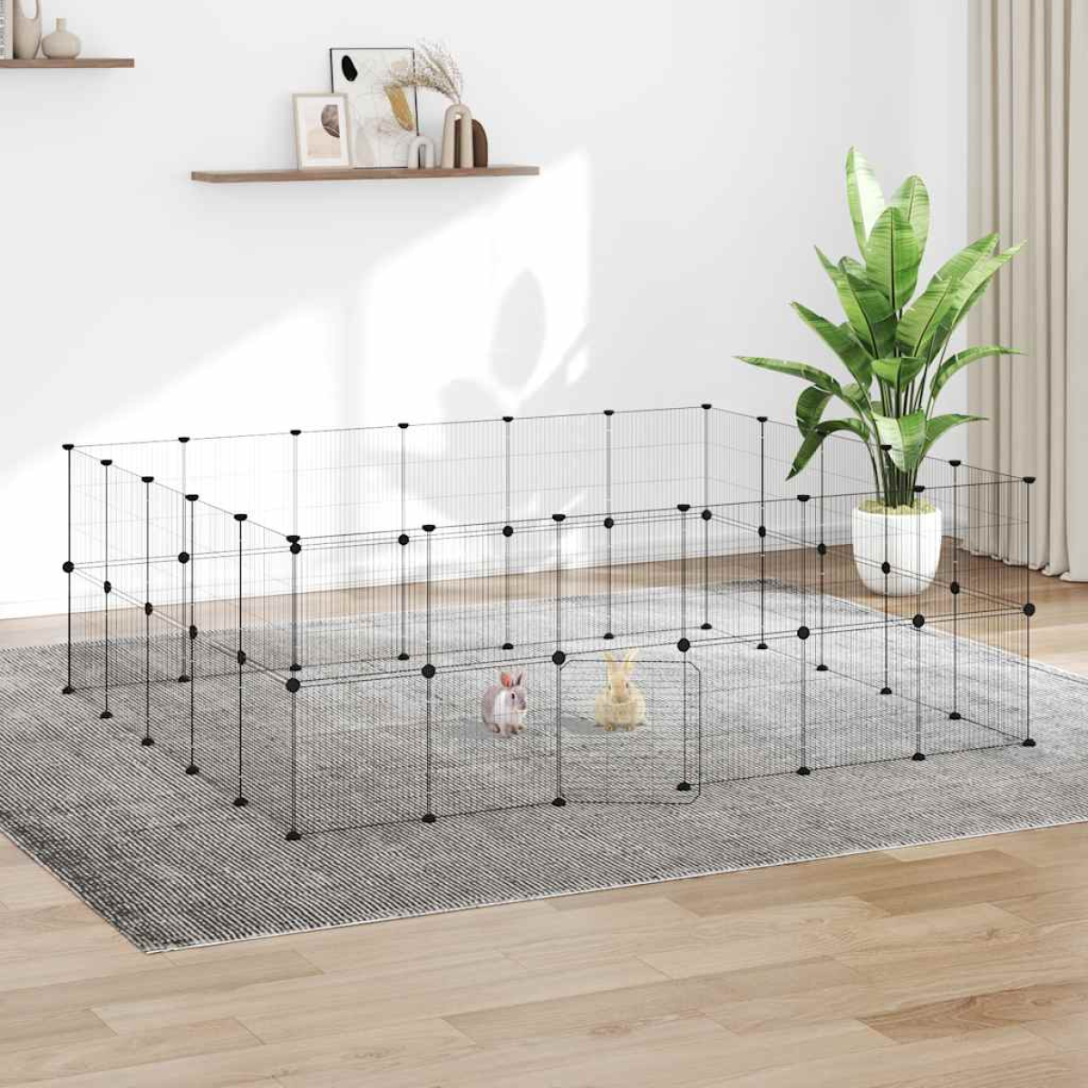 vidaXL 8-Panel Pet Cage Black 35x35 cm Steel - from vidaXL