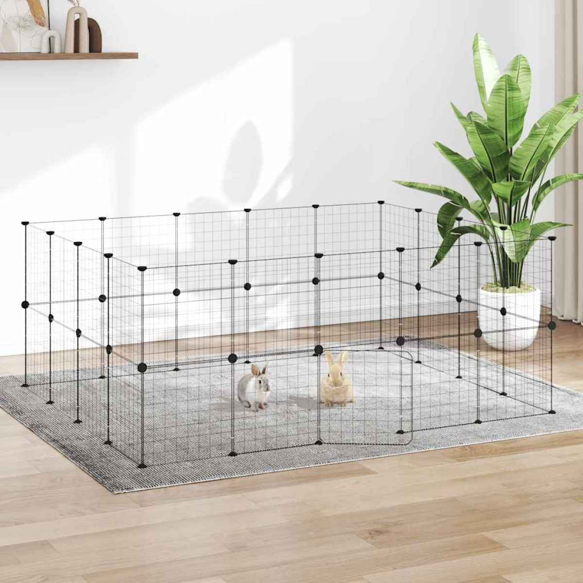 vidaXL 8-Panel Pet Cage Black 35x35 cm Steel - from vidaXL