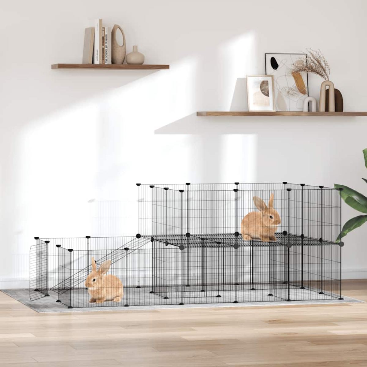 vidaXL Pet Cage | Black | Powder-coated steel | Medium | Expandable | Cage - from vidaXL