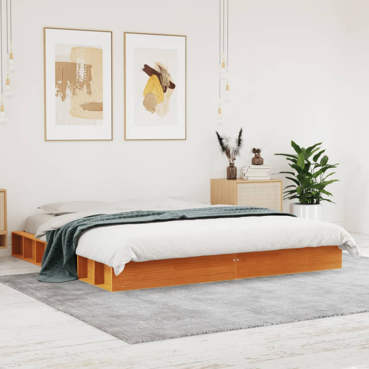 vidaXL Bed Frame without Mattress Wax Brown 160x200 cm Solid Wood Pine - from vidaXL