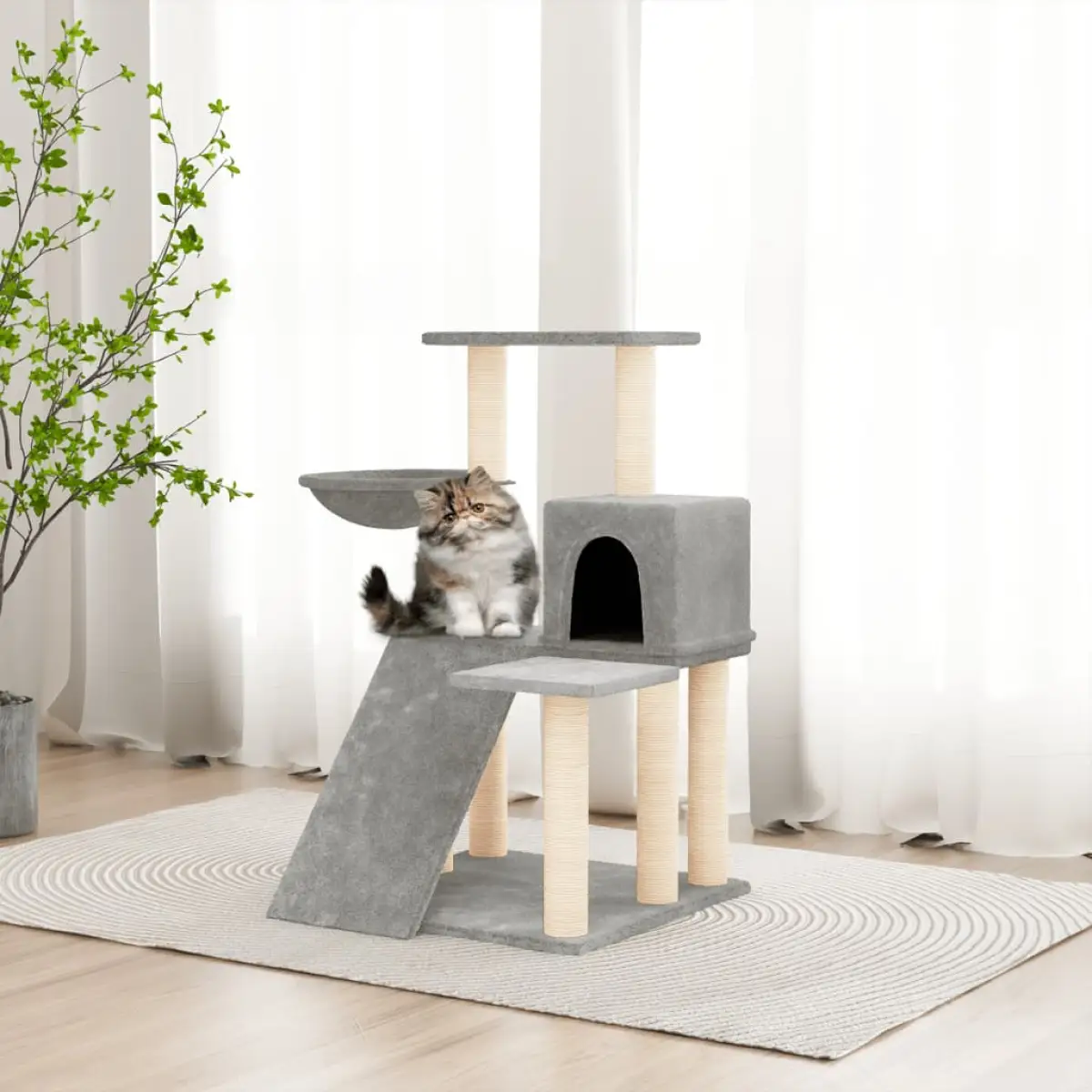 vidaXL vidaXL Cat Tree with Sisal Scratching Posts Cream 82 cm - Cat Tree