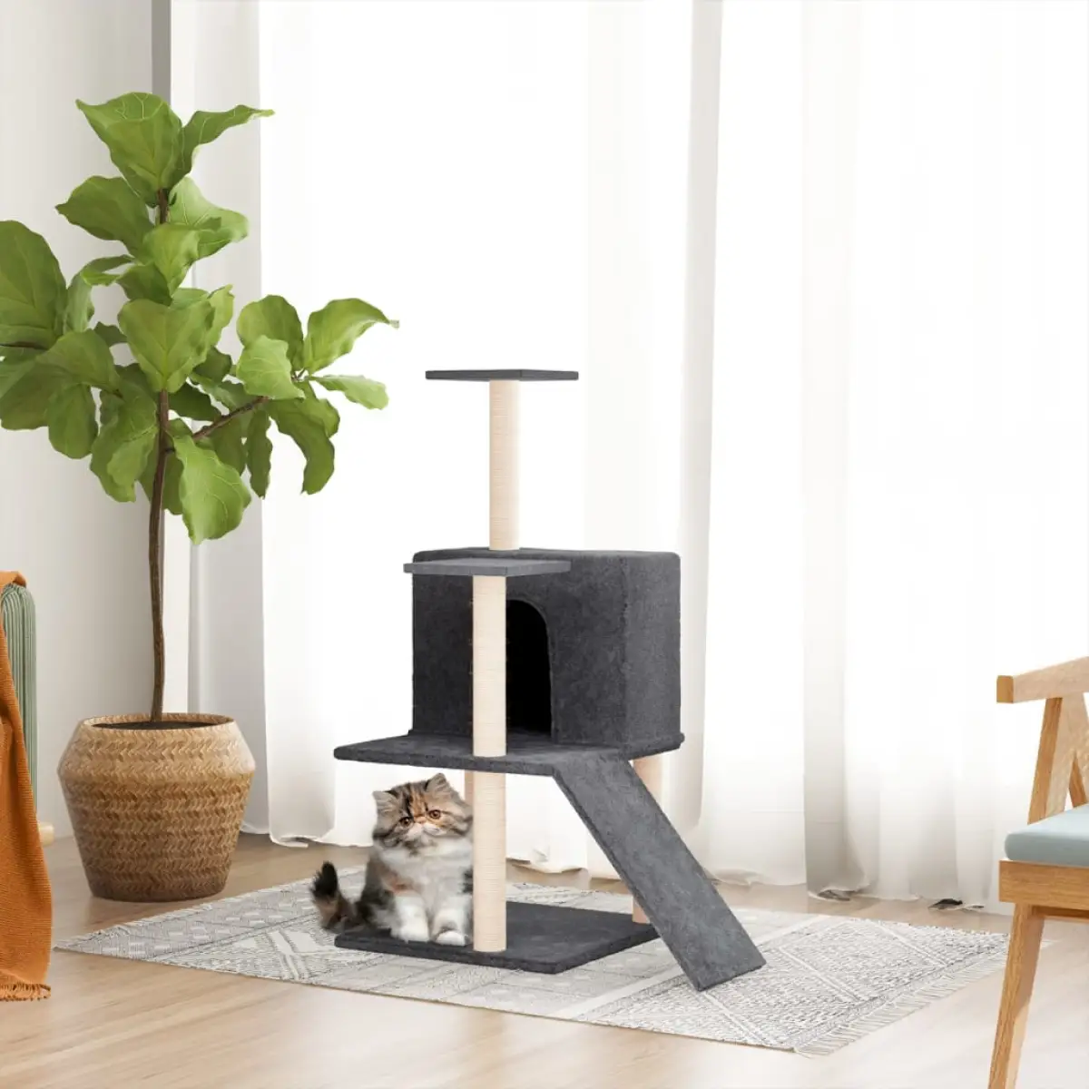 vidaXL vidaXL Cat Tree with Sisal Scratching Posts Cream 82 cm - Cat Tree
