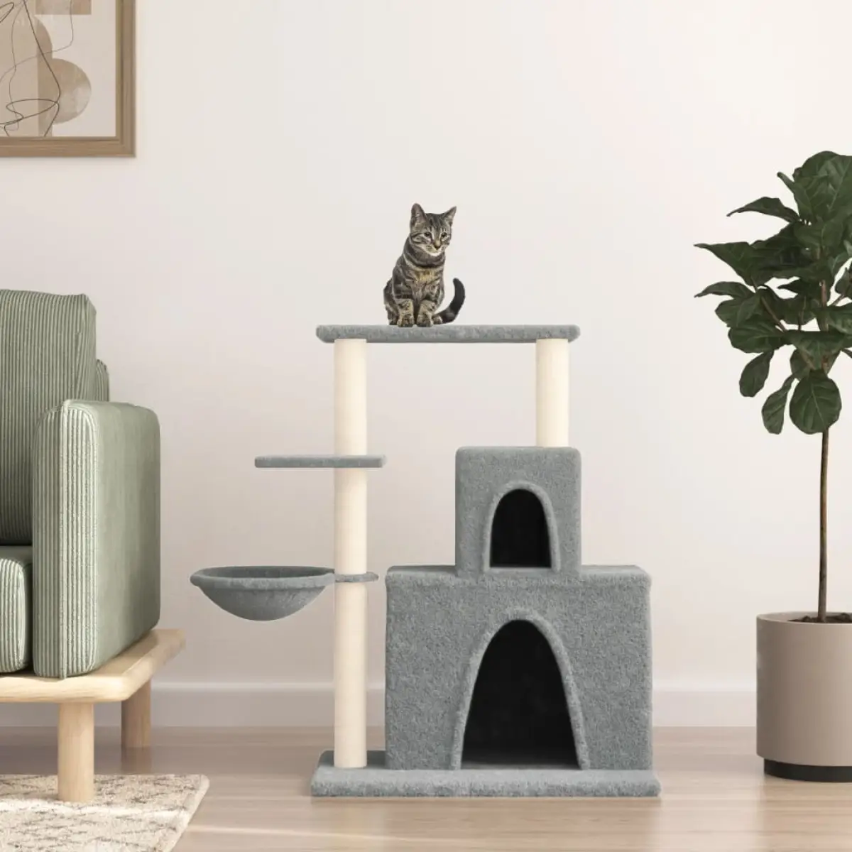vidaXL vidaXL Cat Tree with Sisal Scratching Posts Cream 83 cm - Cat Tree