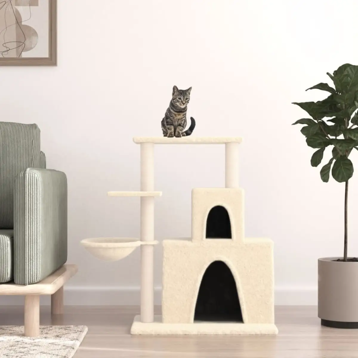 vidaXL vidaXL Cat Tree with Sisal Scratching Posts Cream 83 cm - Cat Tree
