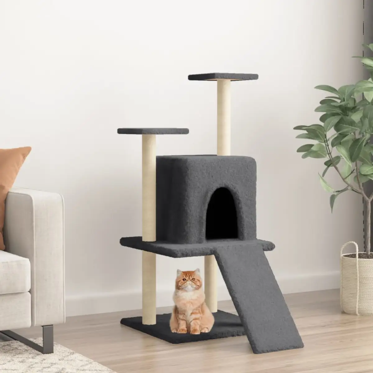 vidaXL vidaXL Cat Tree with Sisal Scratching Posts Cream 110 cm - Cat Tree