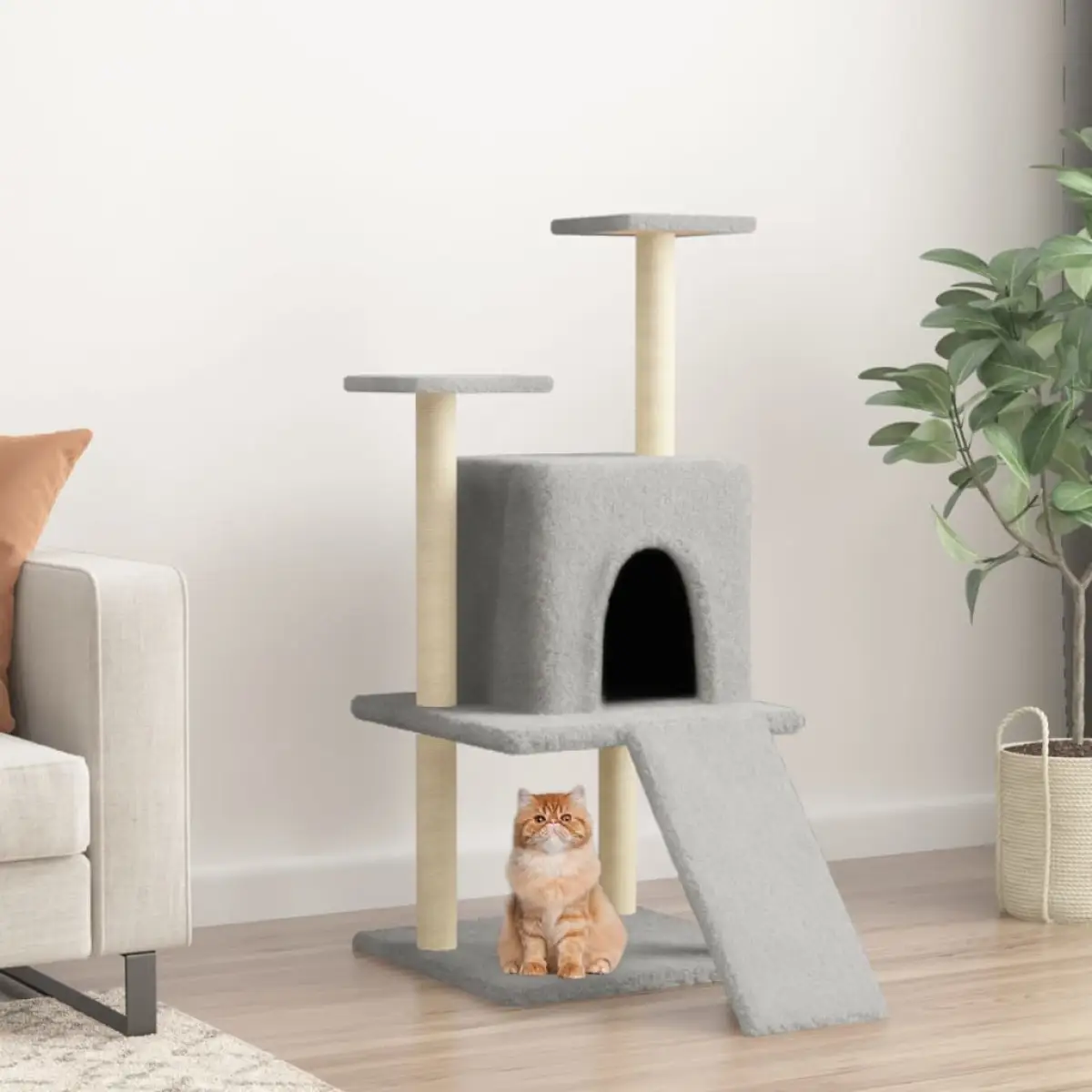 vidaXL vidaXL Cat Tree with Sisal Scratching Posts Cream 110 cm - Cat Tree