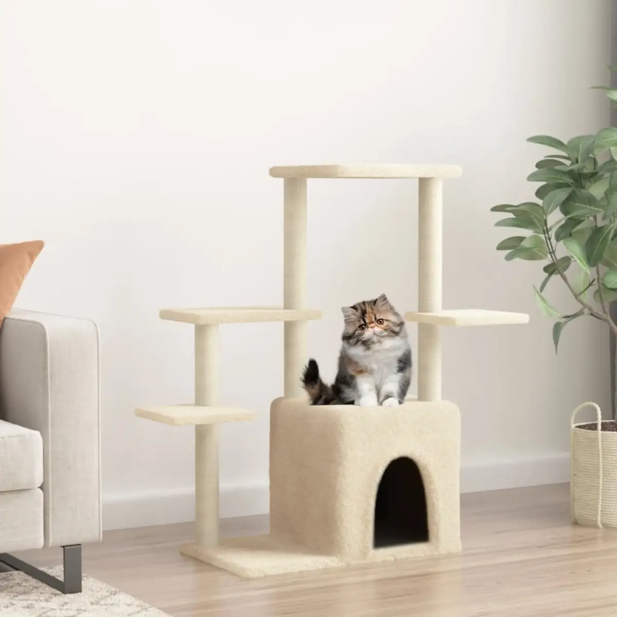 vidaXL vidaXL Cat Tree with Sisal Scratching Posts Cream 97.5 cm - Cat Tree