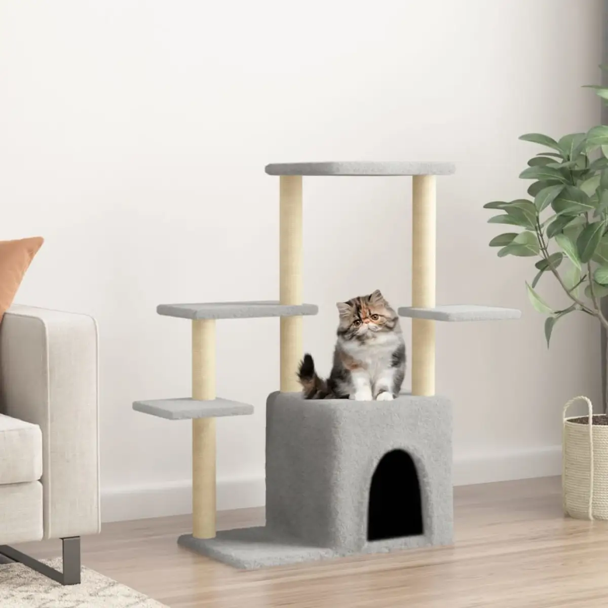 vidaXL vidaXL Cat Tree with Sisal Scratching Posts Cream 97.5 cm - Cat Tree