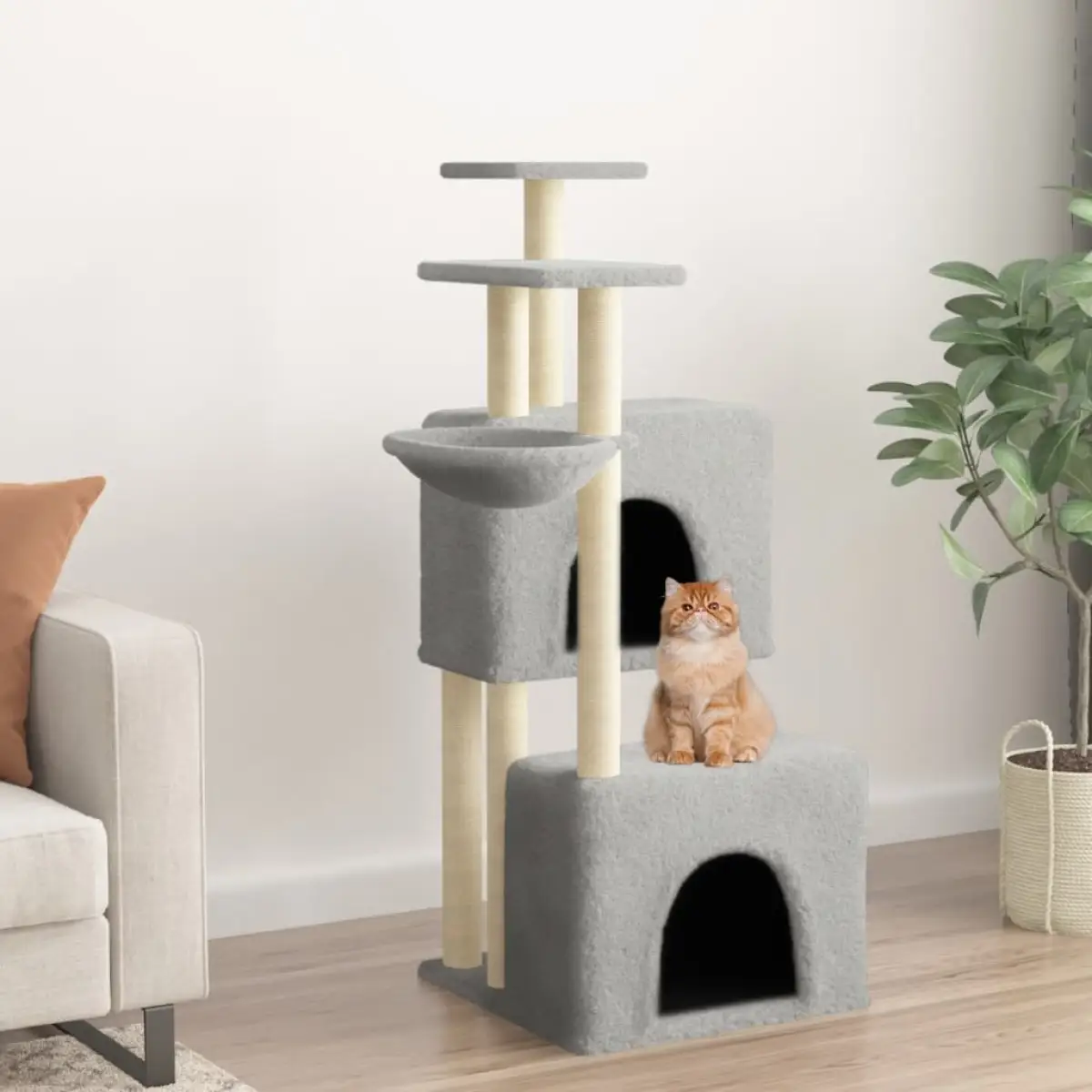 vidaXL vidaXL Cat Tree with Sisal Scratching Posts Cream 122 cm - Cat Tree