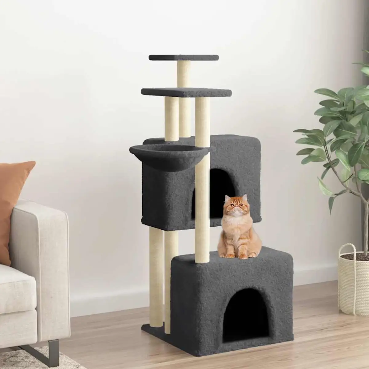 vidaXL vidaXL Cat Tree with Sisal Scratching Posts Cream 122 cm - Cat Tree
