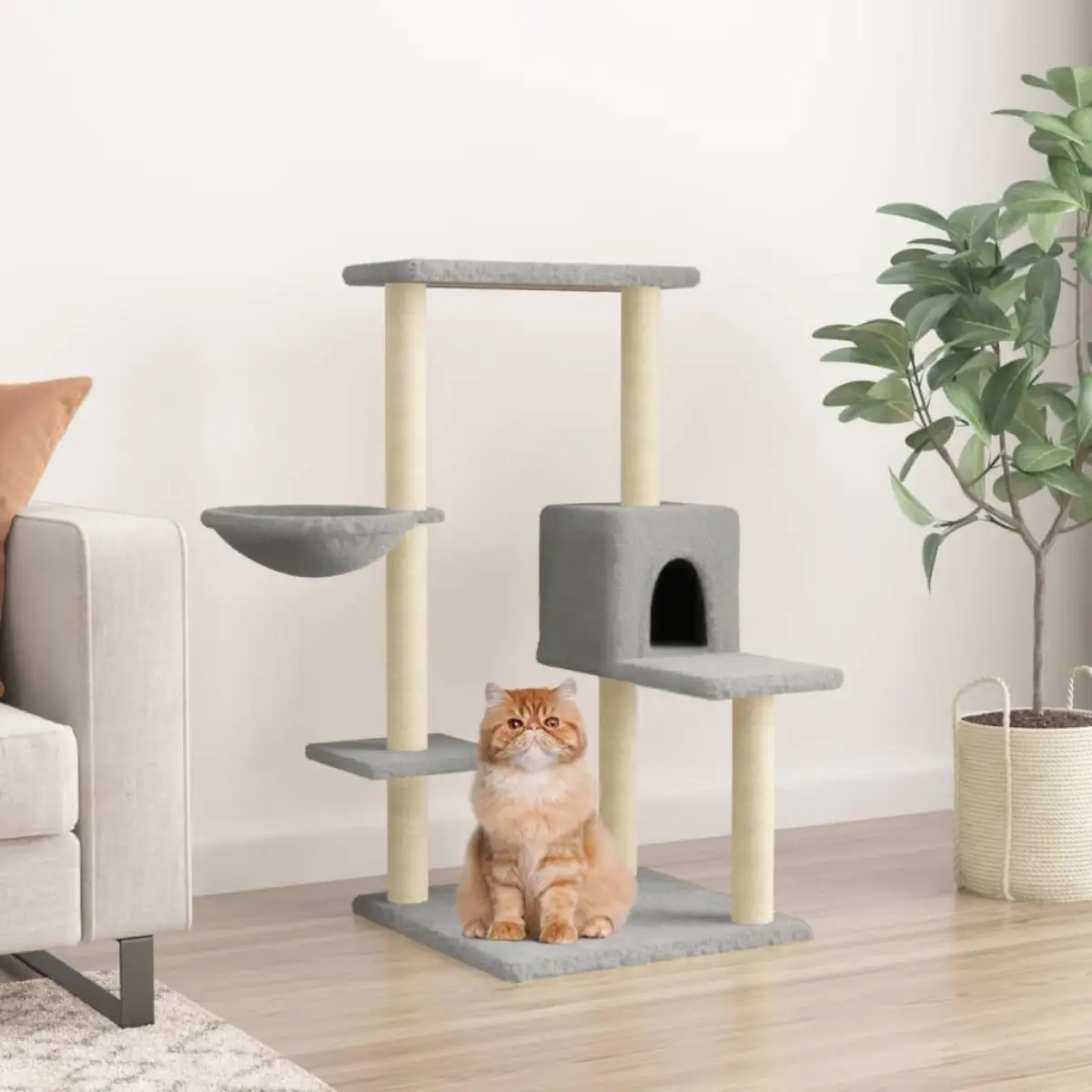 vidaXL vidaXL Cat Tree with Sisal Scratching Posts Cream 95 cm - Cat Tree