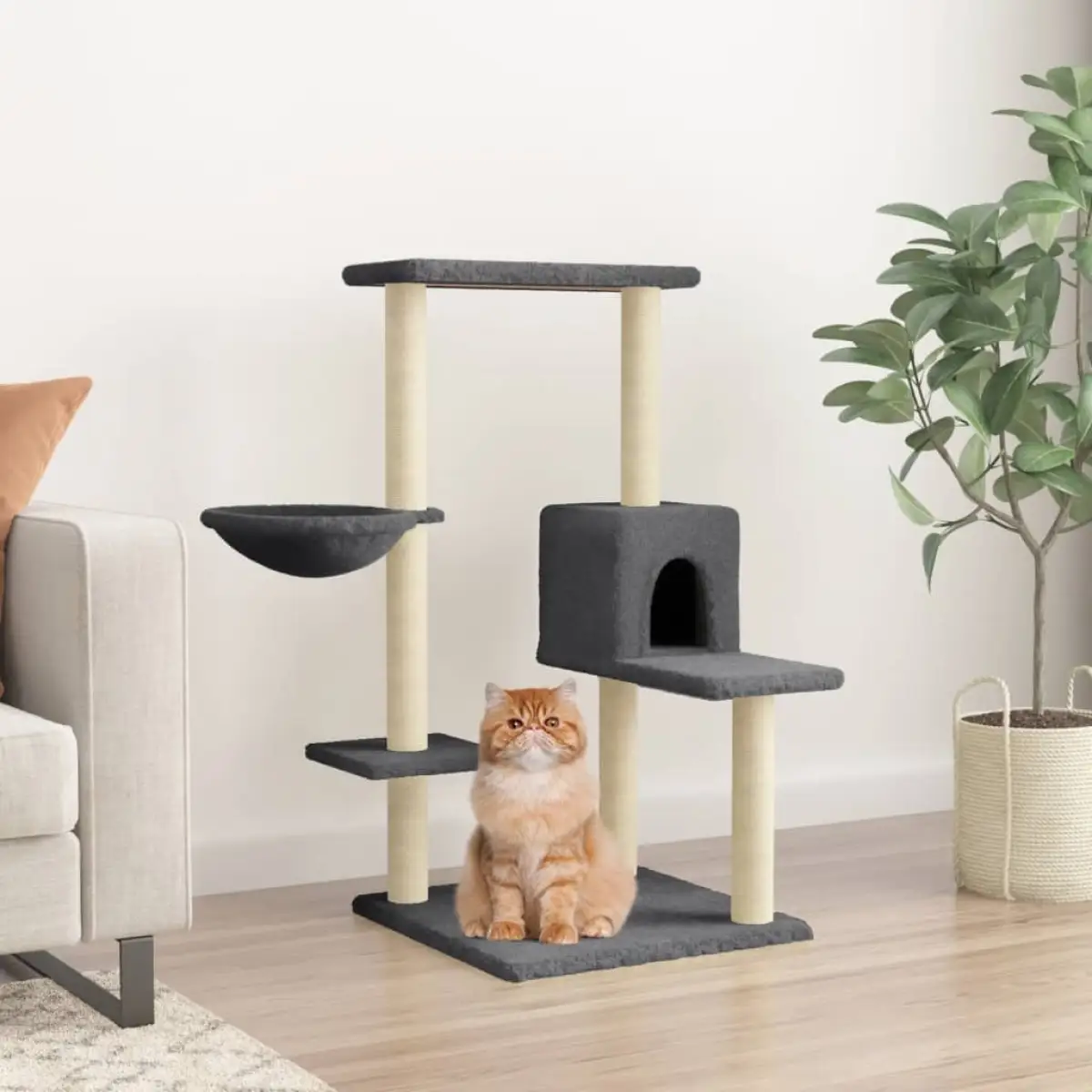 vidaXL vidaXL Cat Tree with Sisal Scratching Posts Cream 95 cm - Cat Tree