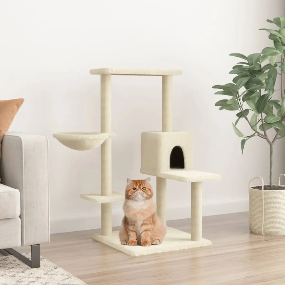 vidaXL vidaXL Cat Tree with Sisal Scratching Posts Cream 95 cm - Cat Tree