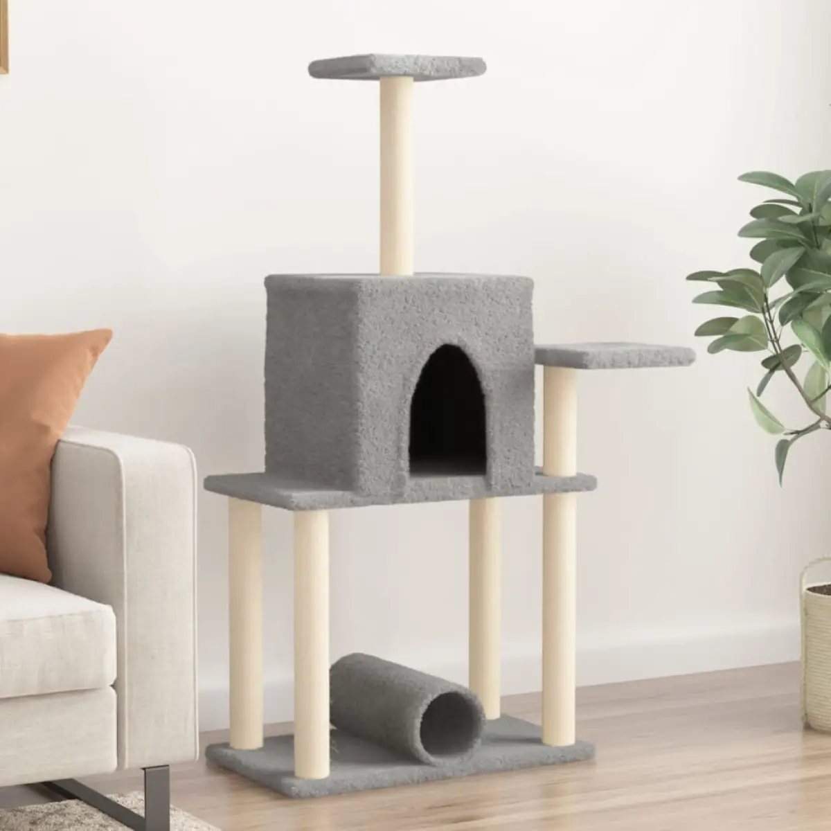 vidaXL vidaXL Cat Tree with Sisal Scratching Posts Cream 122 cm - Cat Tree