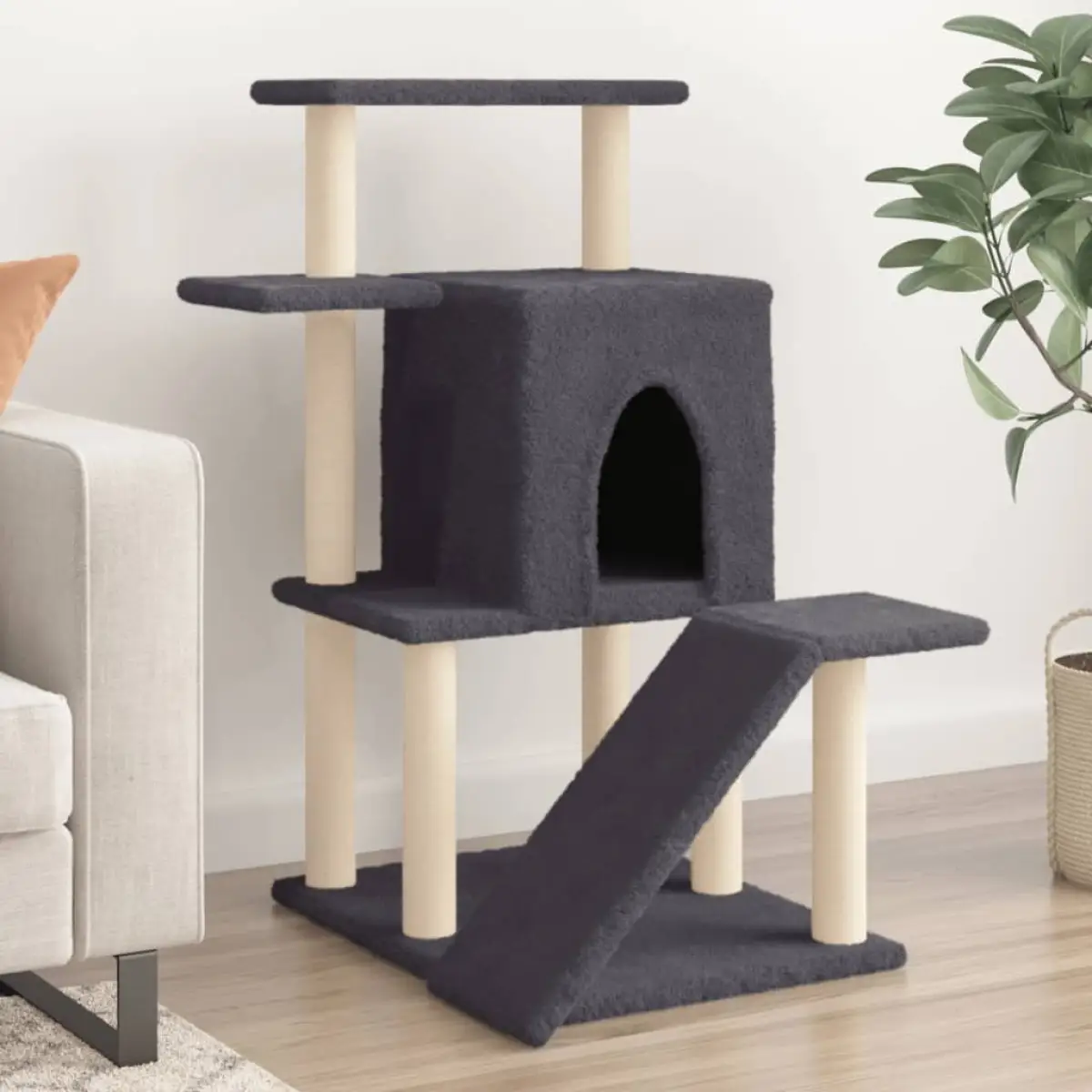 vidaXL vidaXL Cat Tree with Sisal Scratching Posts Light Grey 97 cm - Cat Tree