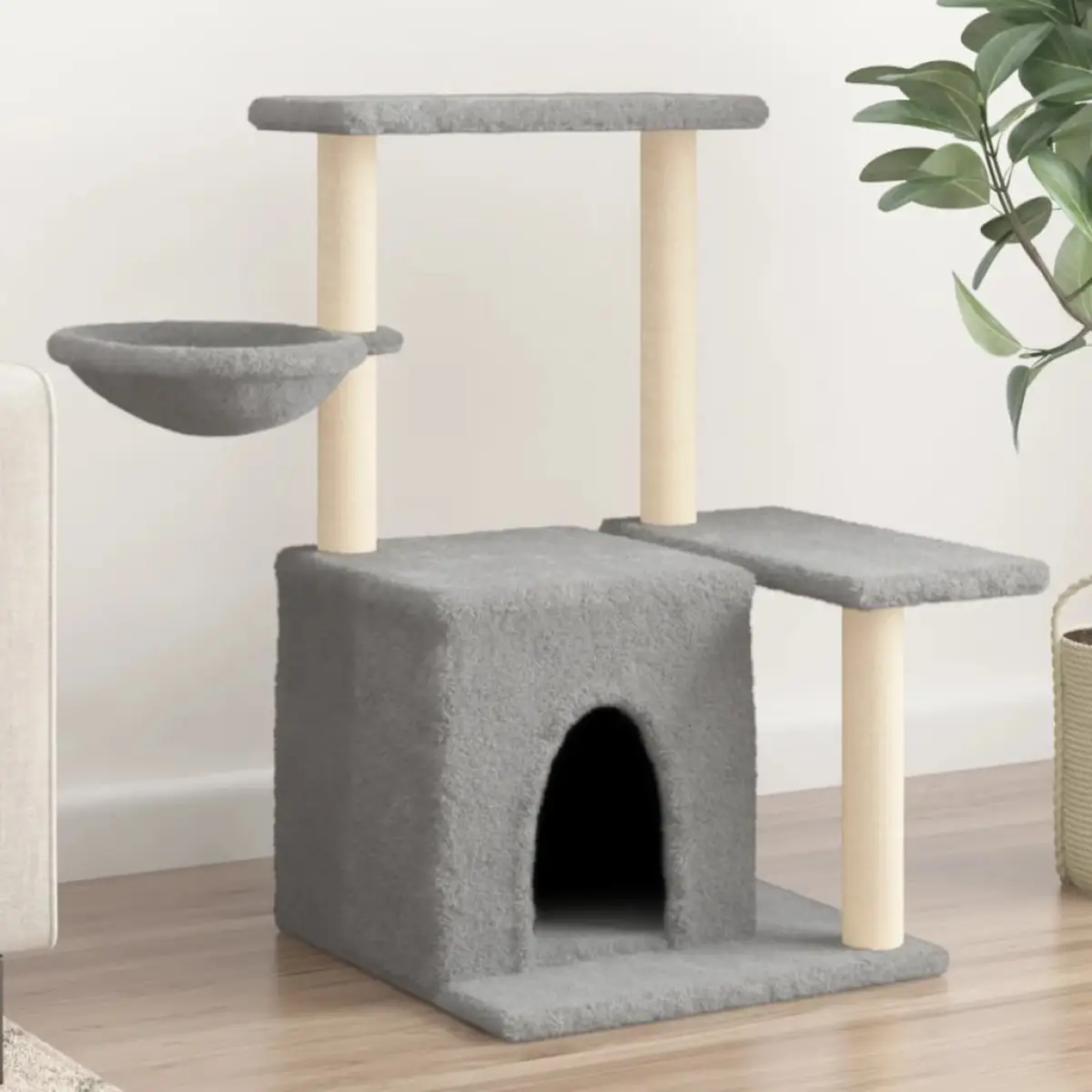 vidaXL vidaXL Cat Tree with Sisal Scratching Posts Light Grey 83 cm - Cat Tree