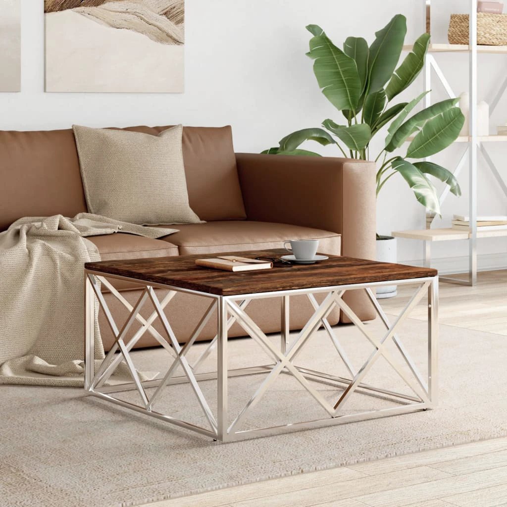 vidaXL VidaXL Coffee Table Compact Stainless Steel Frame - Coffee Table