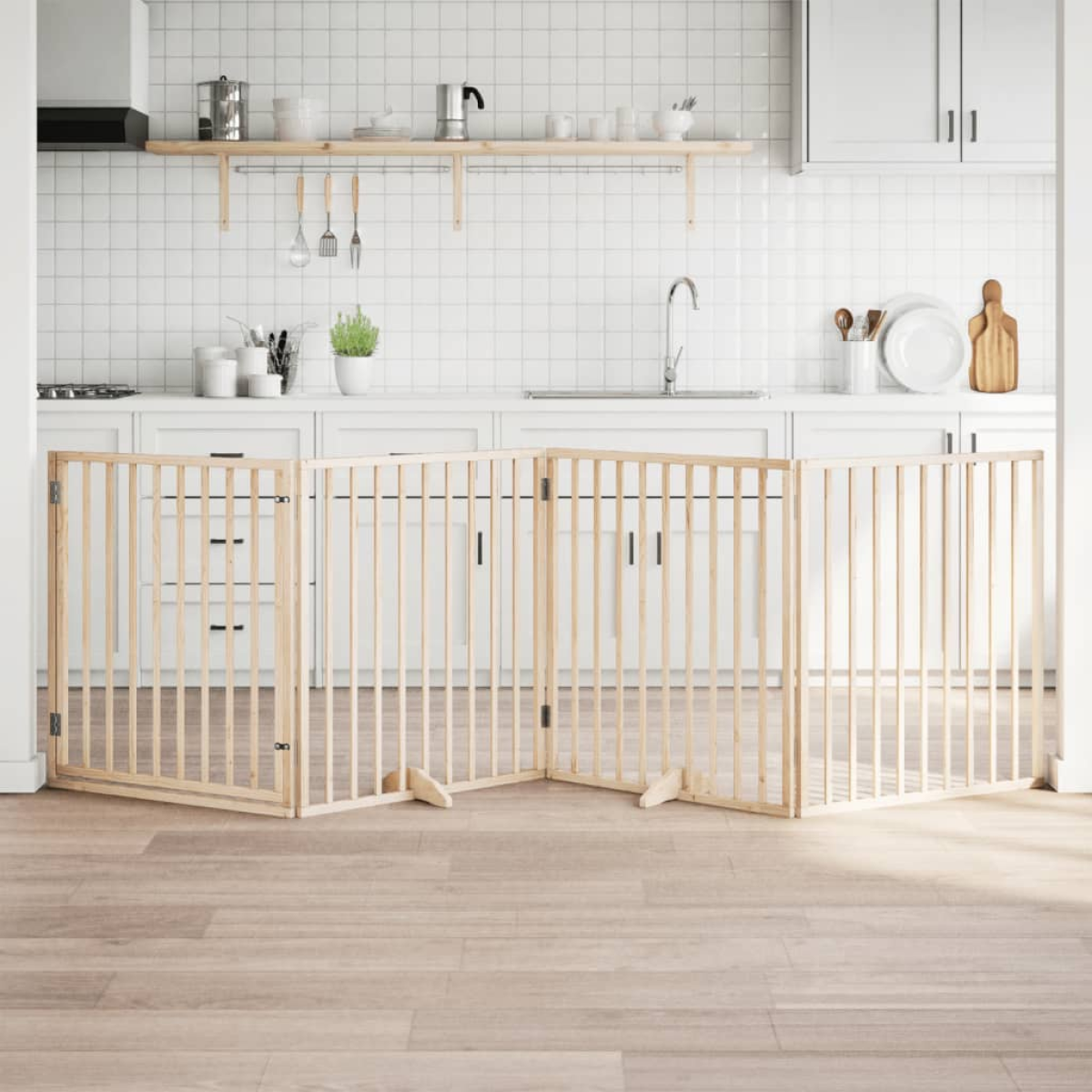 vidaXL Dog Gate Foldable 3 Panels 150 cm Poplar Wood - from vidaXL