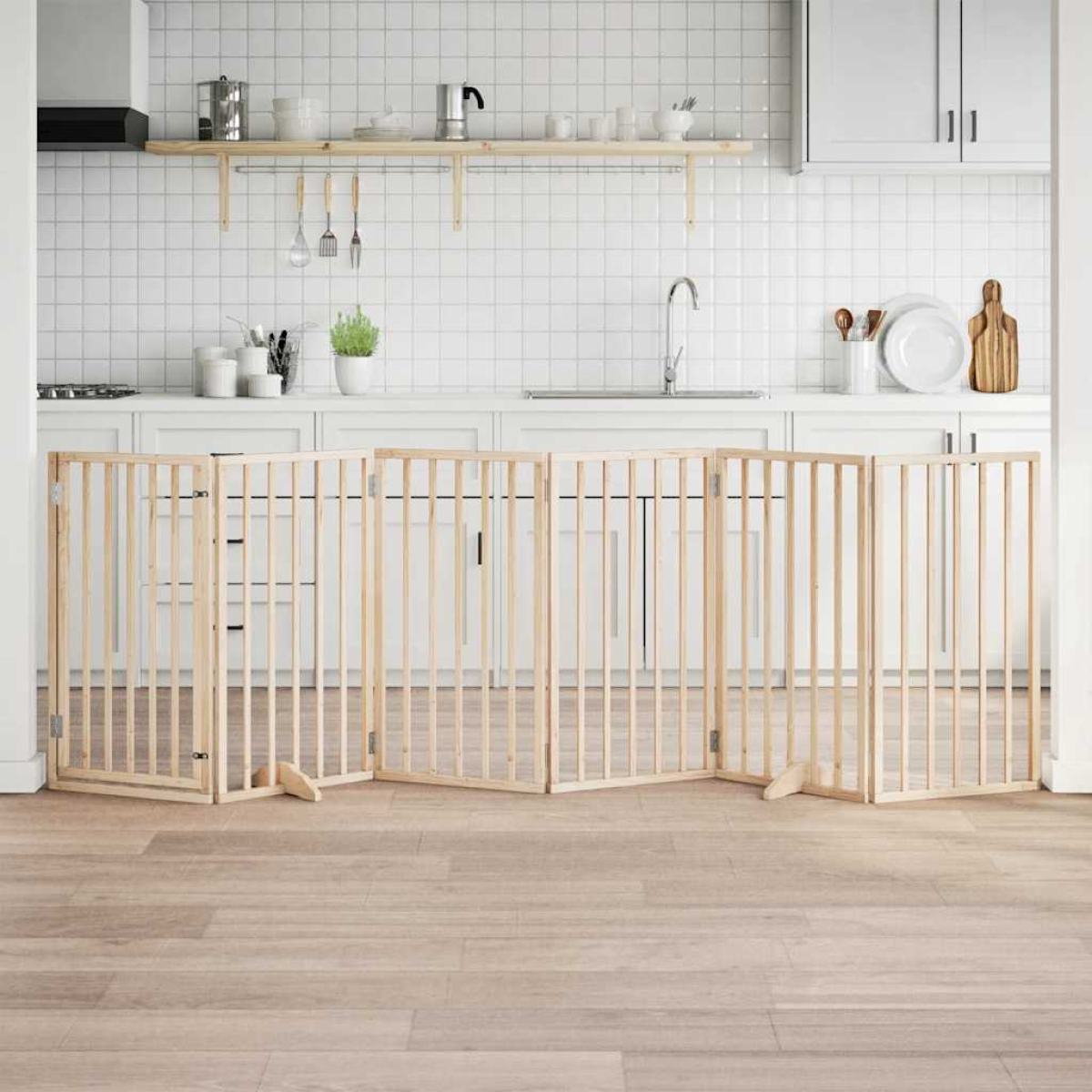 vidaXL Dog Gate Foldable 3 Panels 150 cm Poplar Wood - from vidaXL