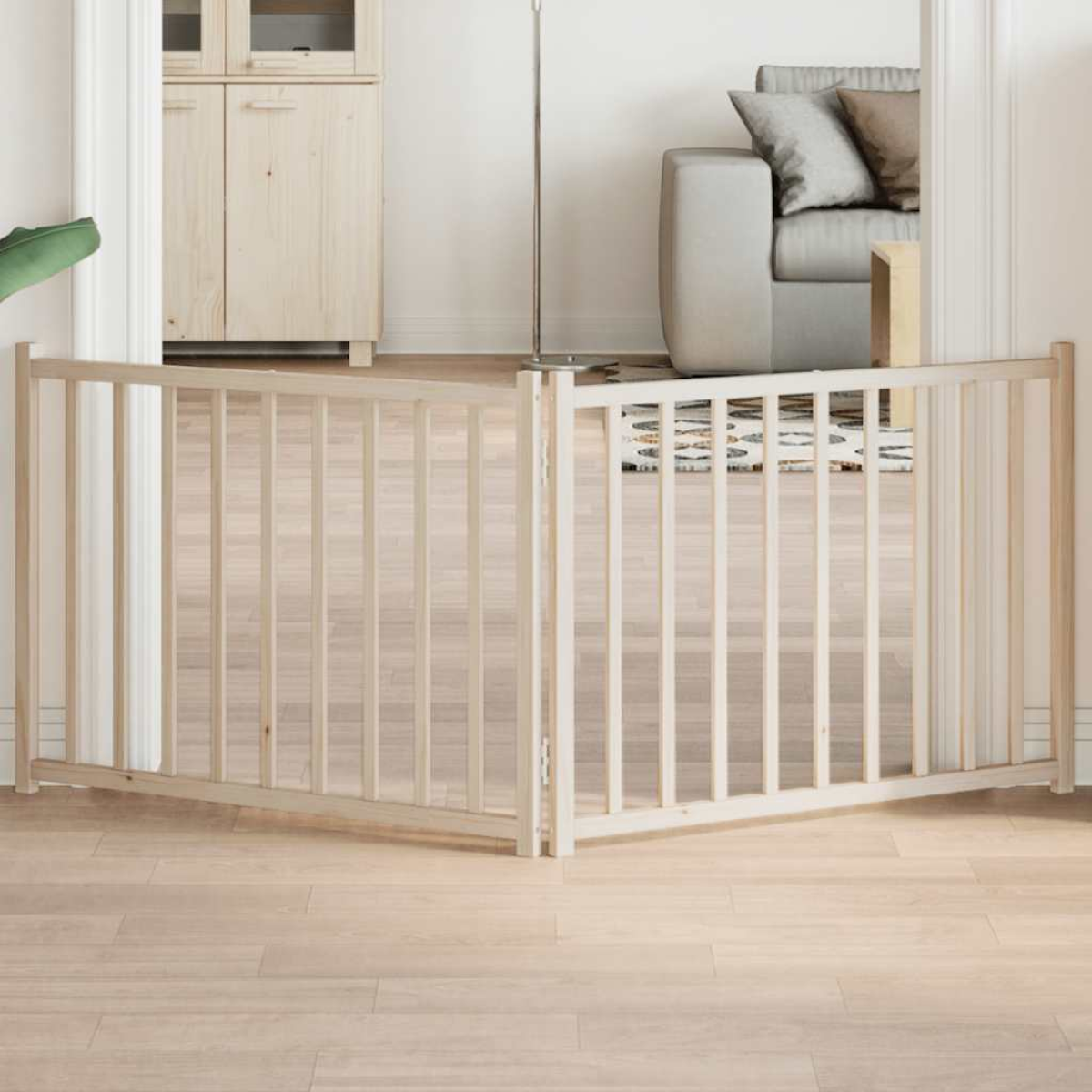 vidaXL Dog Gate Foldable 3 Panels 150 cm Solid Wood Fir - from vidaXL