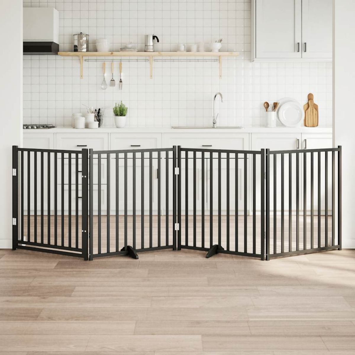 vidaXL Dog Gate Foldable 3 Panels 150 cm Solid Wood Fir - from vidaXL