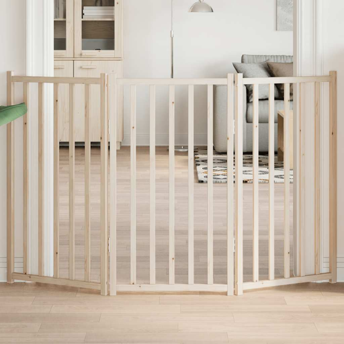 vidaXL Dog Gate Foldable 3 Panels 150 cm Solid Wood Fir - from vidaXL