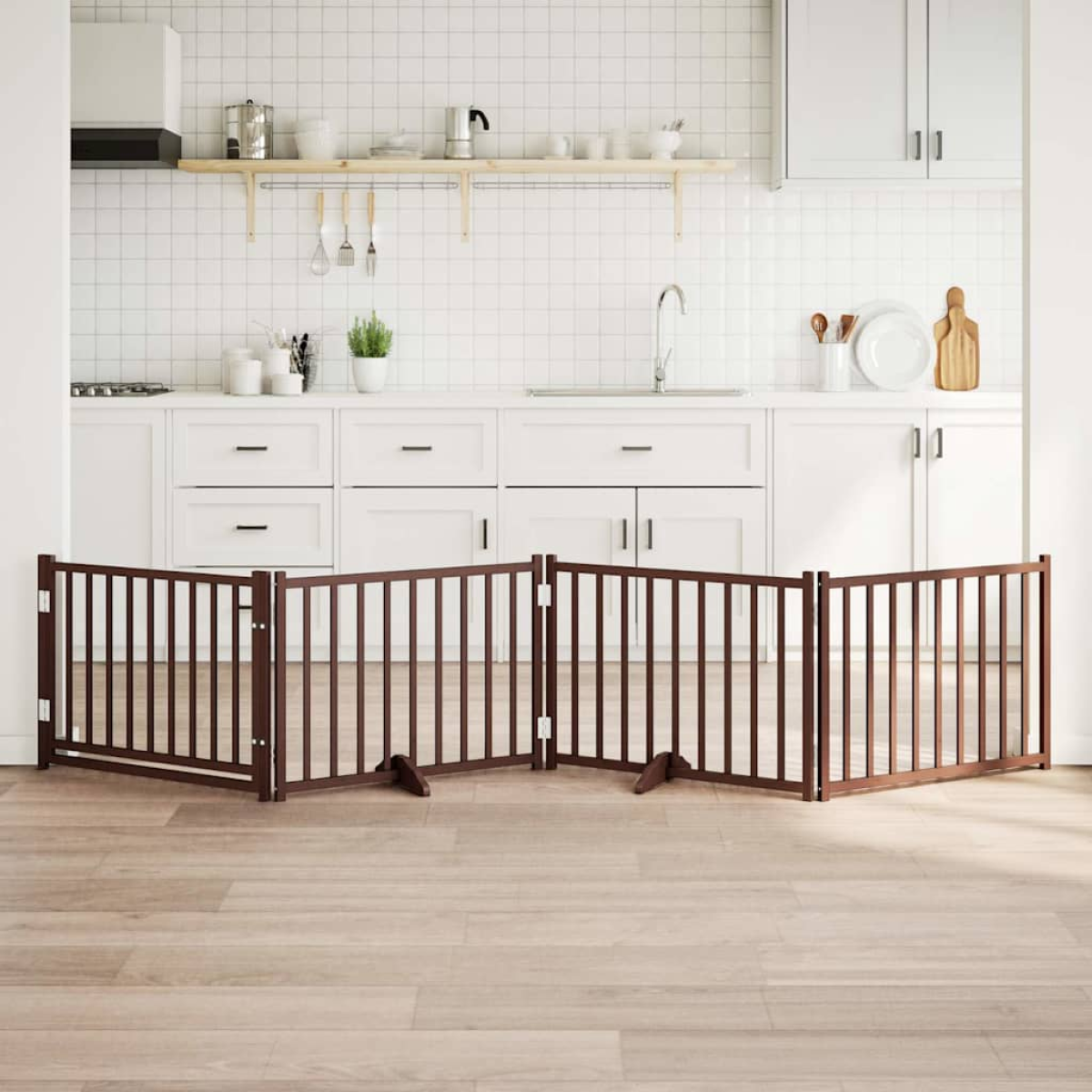 vidaXL Dog Gate Foldable 3 Panels 150 cm Solid Wood Fir - from vidaXL