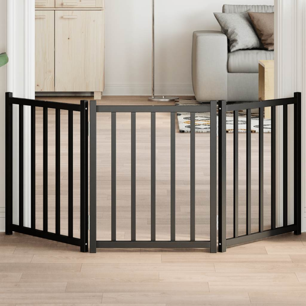 vidaXL Dog Gate Foldable 3 Panels 150 cm Solid Wood Fir - from vidaXL