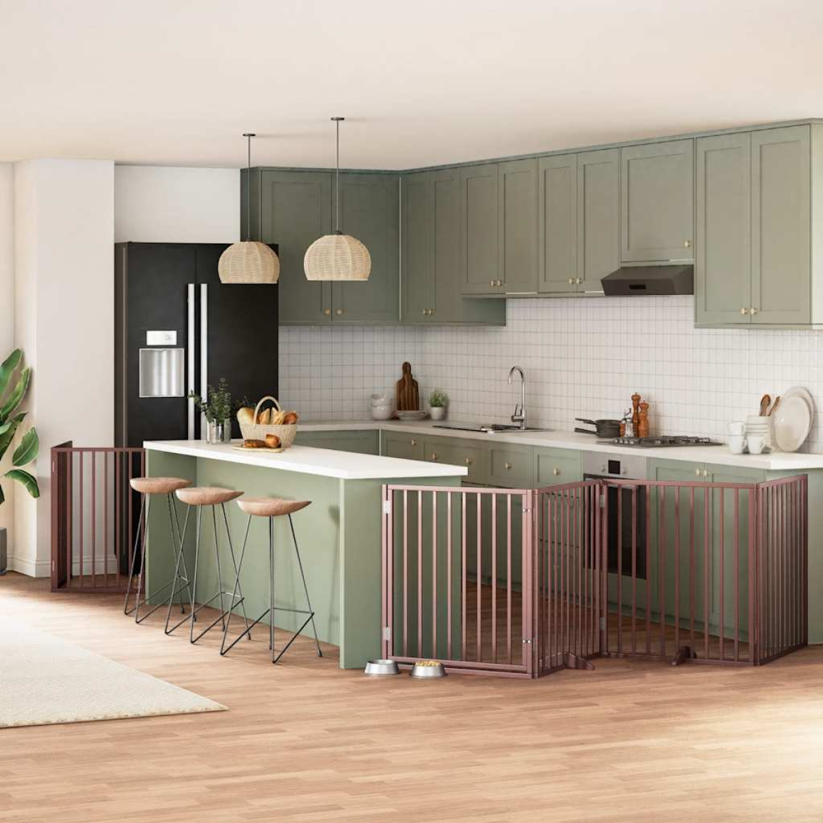 vidaXL Dog Gate with Door Foldable 9 Panels 450 cm Poplar Wood - from vidaXL