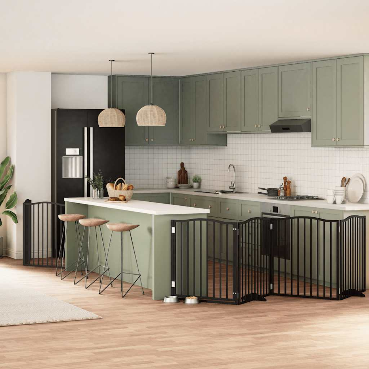 vidaXL Dog Gate with Door Foldable 9 Panels 450 cm Poplar Wood - from vidaXL