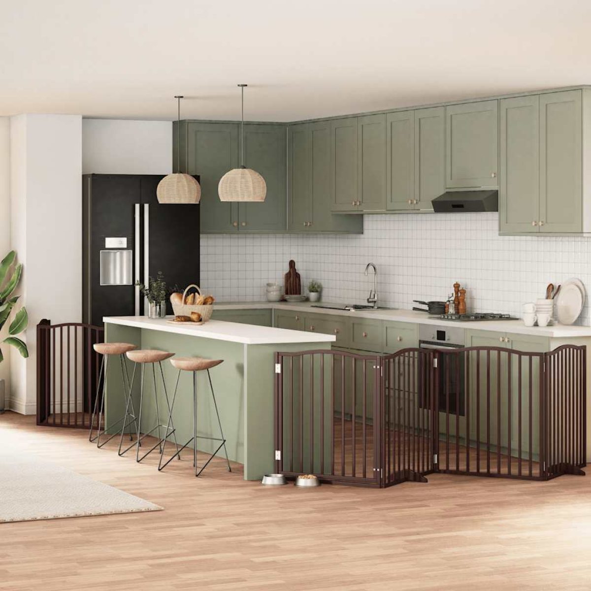 vidaXL Dog Gate with Door Foldable 9 Panels 450 cm Poplar Wood - from vidaXL