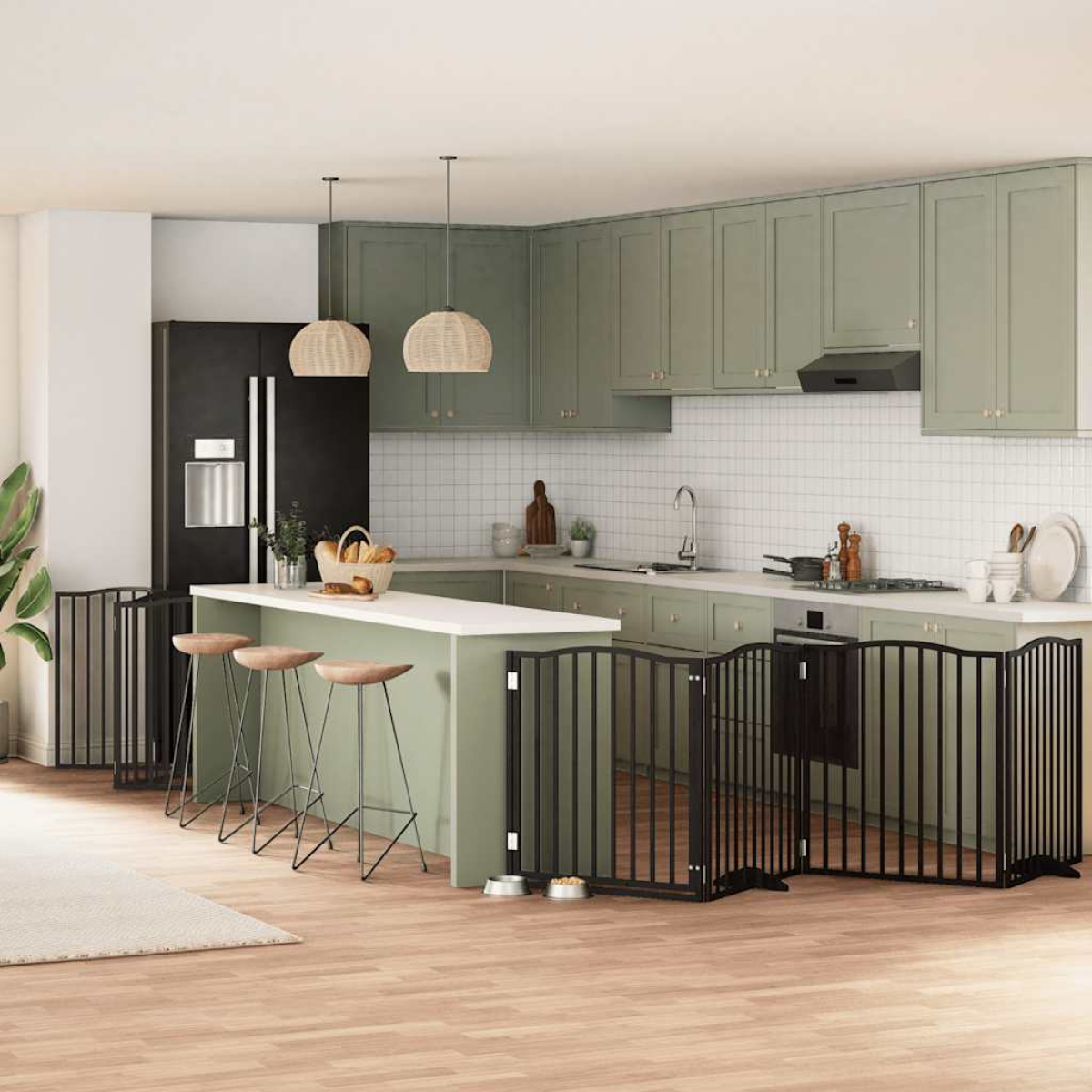 vidaXL Dog Gate with Door Foldable 9 Panels 450 cm Poplar Wood - from vidaXL