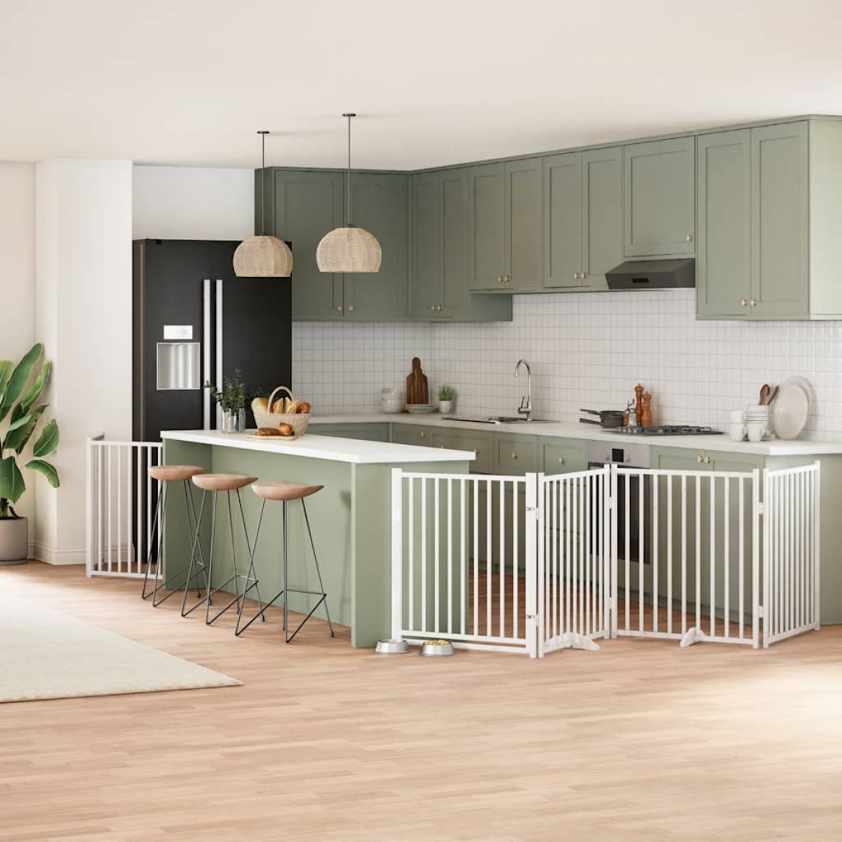 vidaXL Dog Gate with Door Foldable 9 Panels 450 cm Poplar Wood - from vidaXL