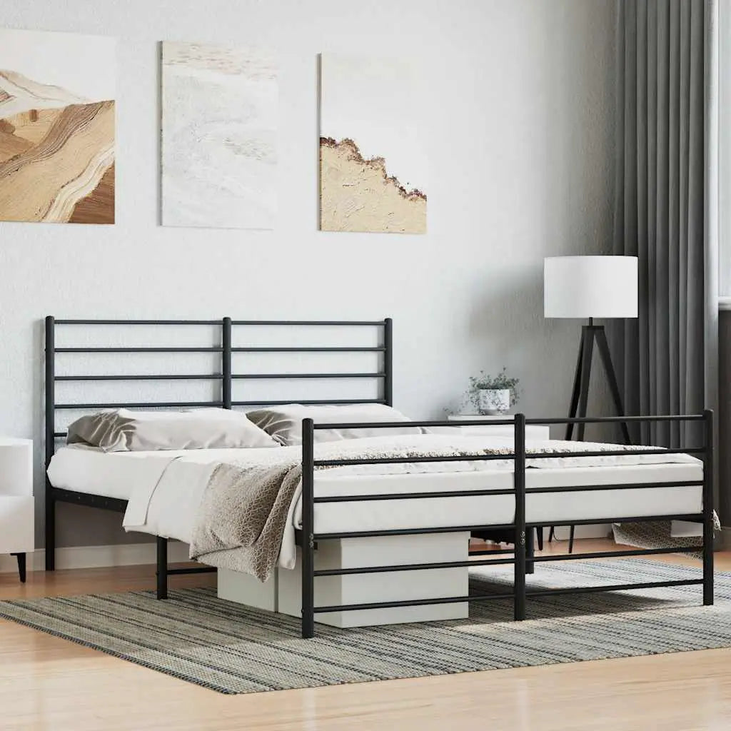 vidaXL Metal Bed Frame without Mattress with Headboard Black 75x190cm - from vidaXL