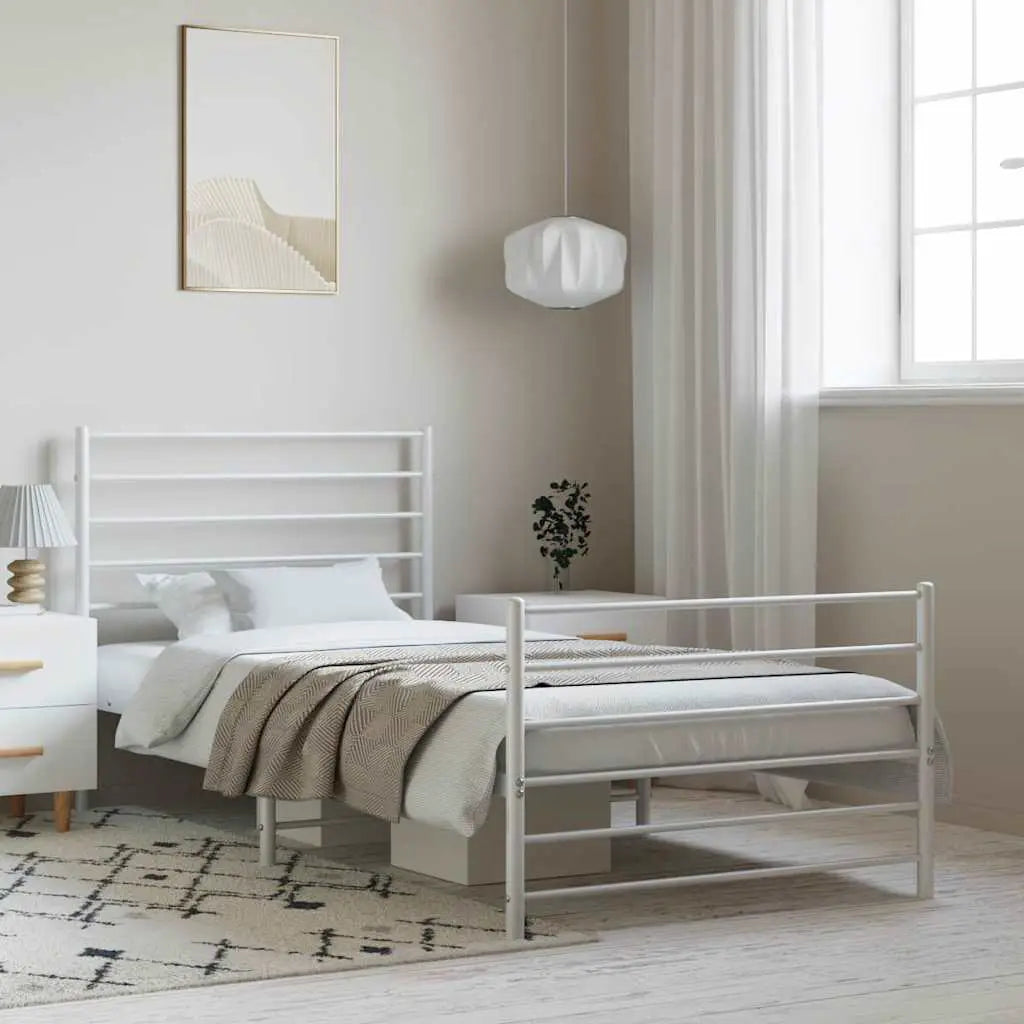 vidaXL Metal Bed Frame without Mattress with Headboard Black 75x190cm - from vidaXL