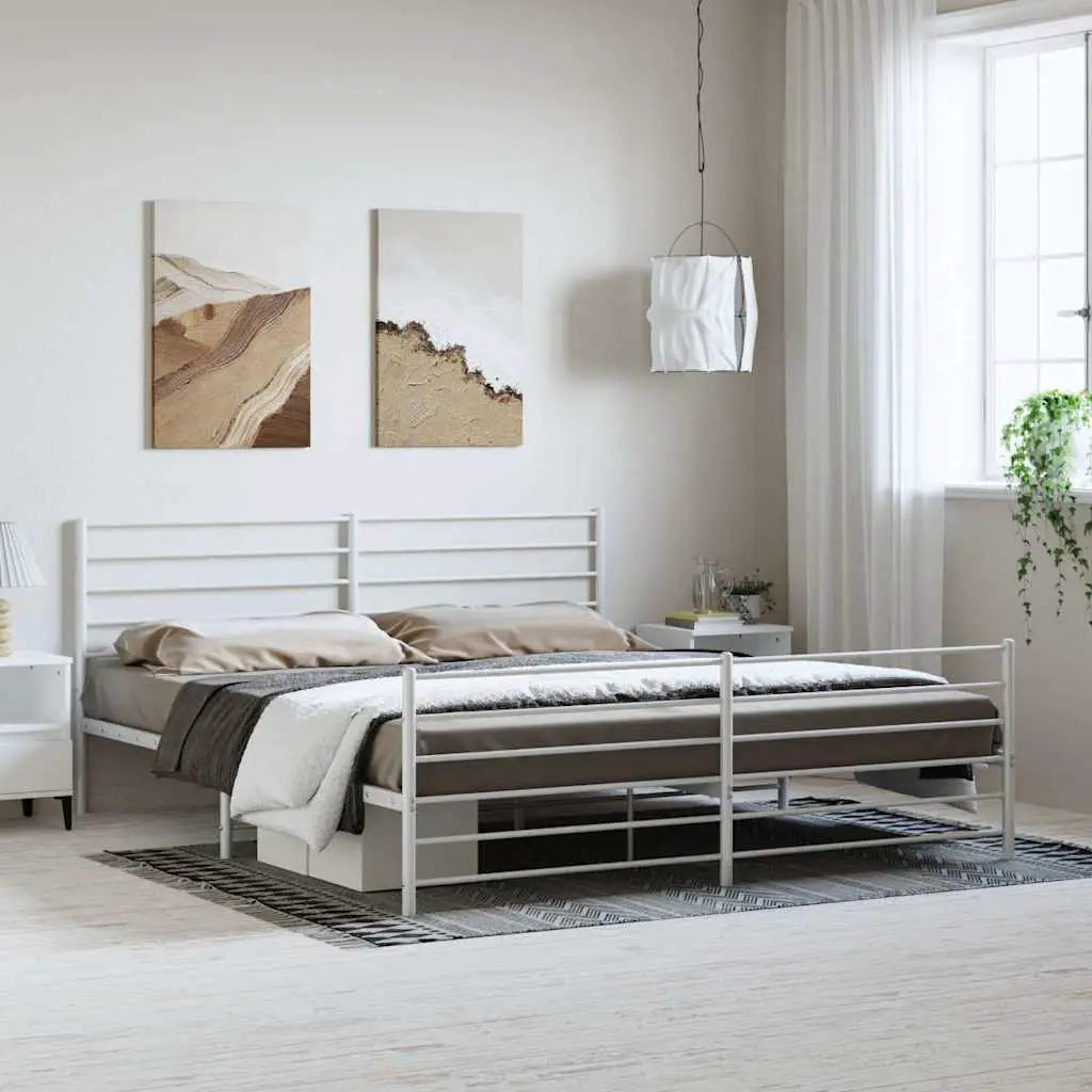vidaXL Metal Bed Frame without Mattress with Headboard Black 75x190cm - from vidaXL