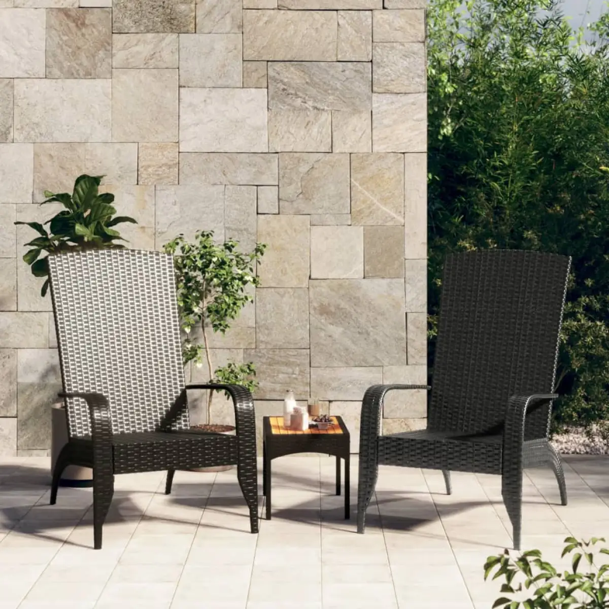 vidaXL vidaXL Garden Adirondack Chair Black Poly Rattan - Garden Chairs