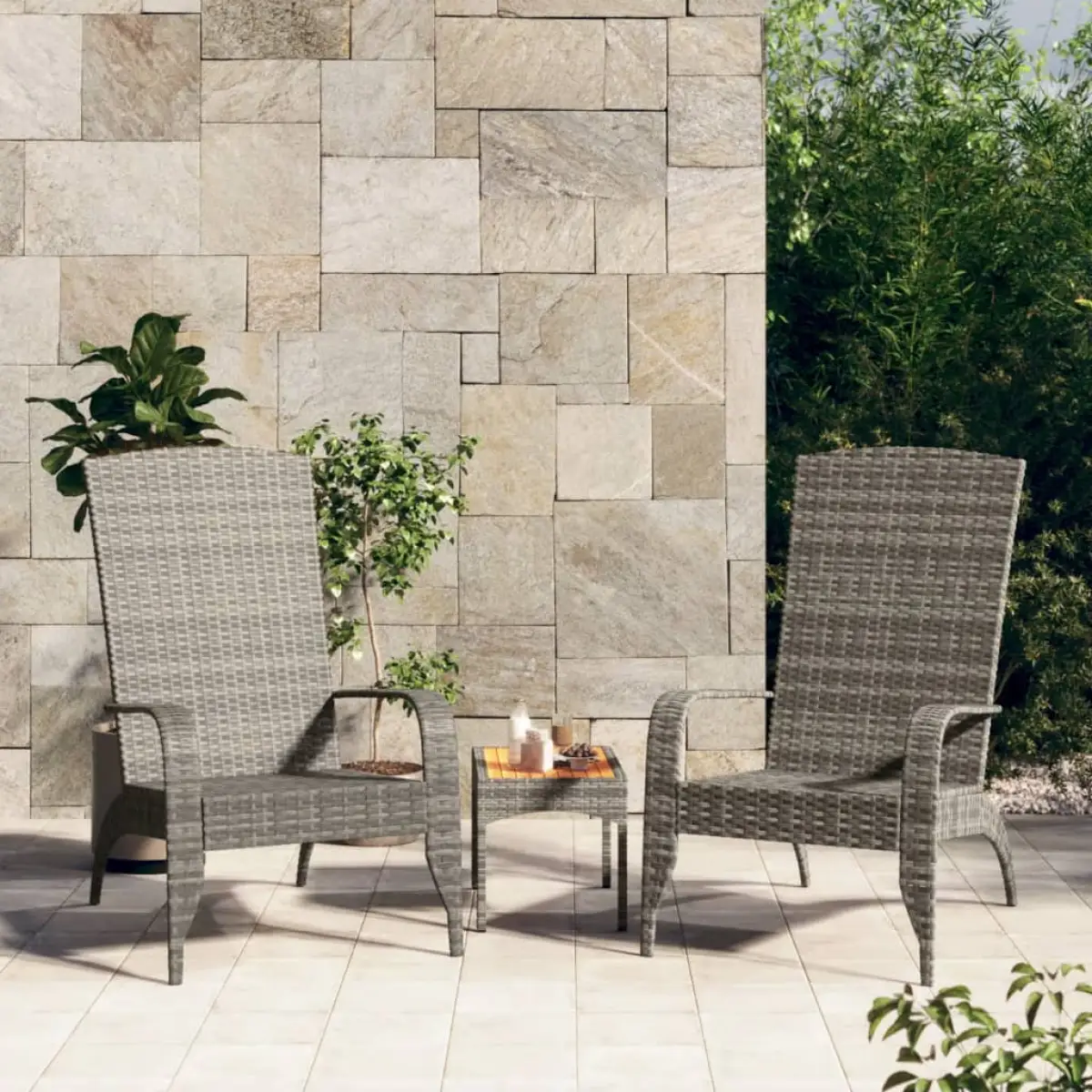 vidaXL vidaXL Garden Adirondack Chair Black Poly Rattan - Garden Chairs