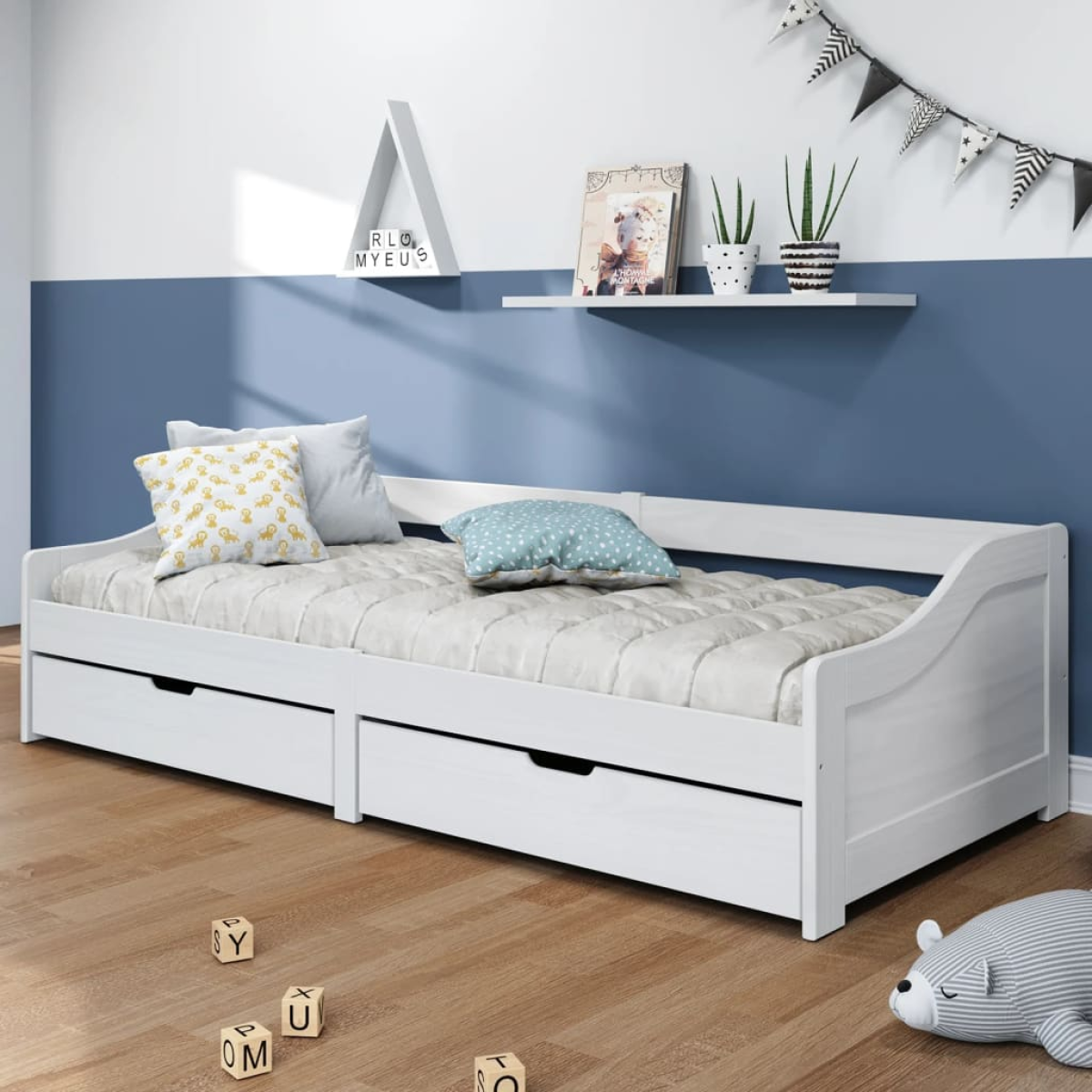 vidaXL Day Bed with 2 Drawers without Mattress IRUN White&Pink 90x200 cm - from vidaXL