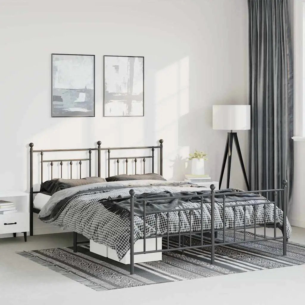 vidaXL Bed Frame | Black | Powder-Coated Steel | Small Single | Bed Frame - from vidaXL