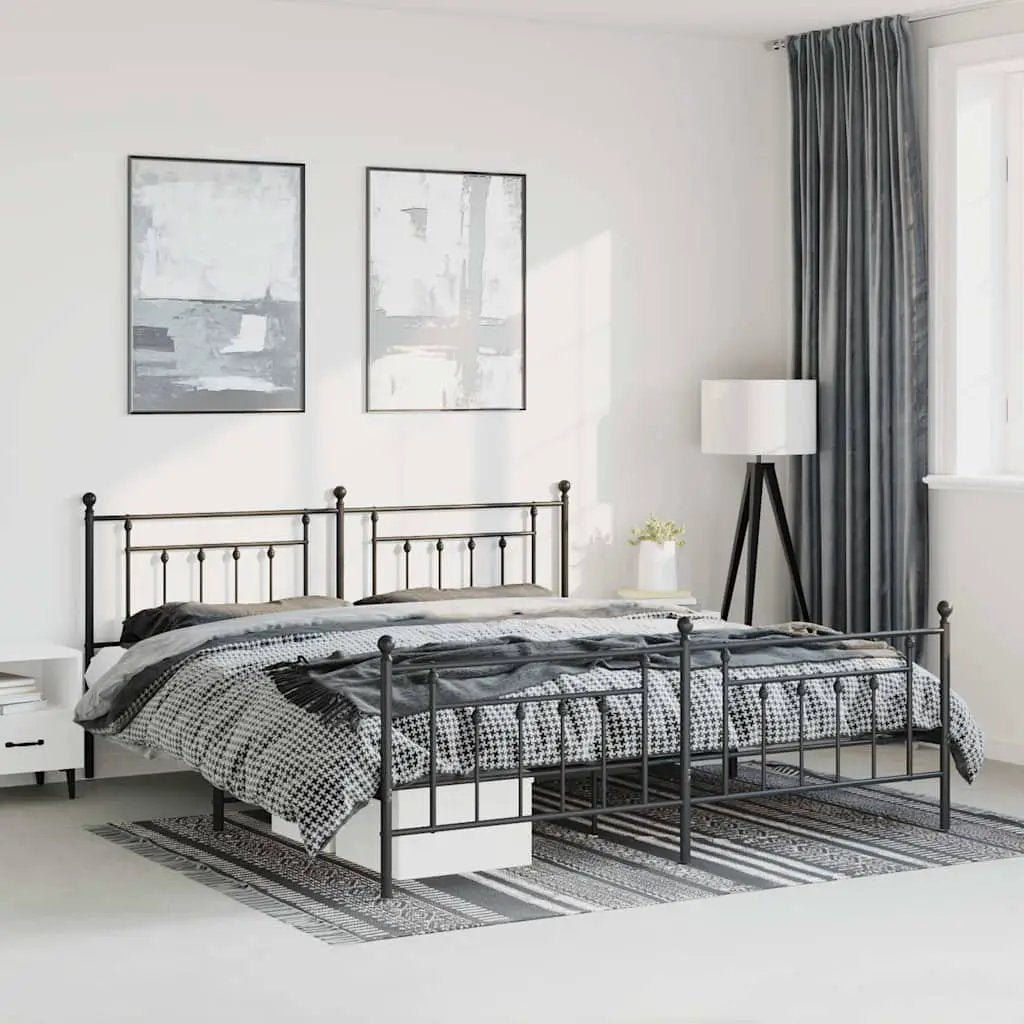 vidaXL Bed Frame | Black | Powder-Coated Steel | Small Single | Bed Frame - from vidaXL