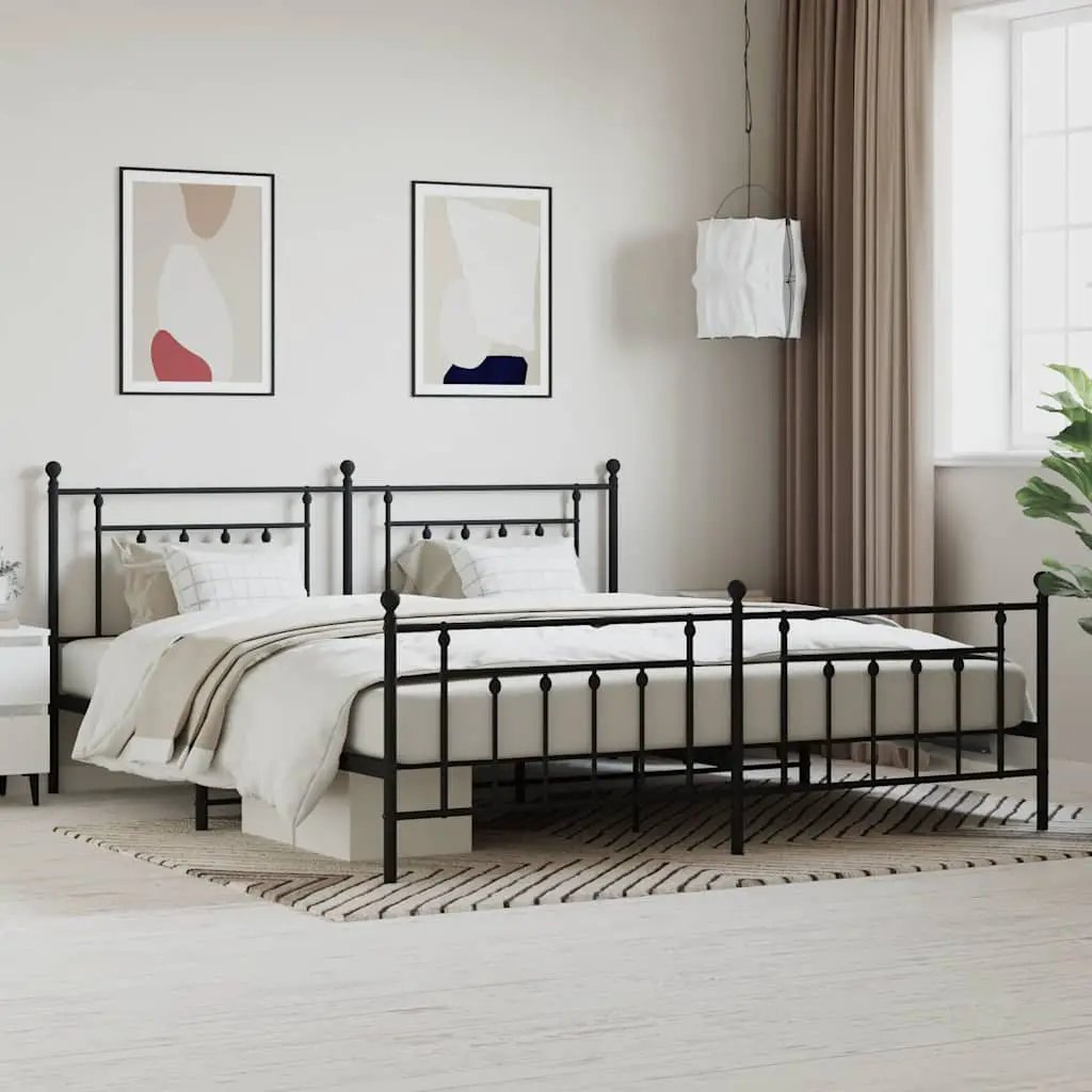 vidaXL Bed Frame | Black | Powder-Coated Steel | Small Single | Bed Frame - from vidaXL