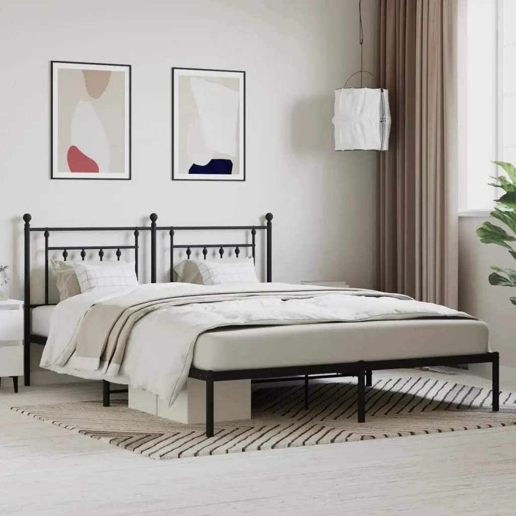 vidaXL Bed Frame | Black | Powder-Coated Steel | Small Single | Bed Frame - from vidaXL