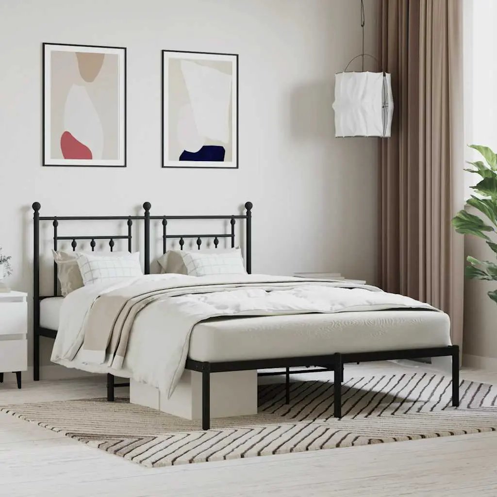 vidaXL Bed Frame | Black | Powder-Coated Steel | Small Single | Bed Frame - from vidaXL