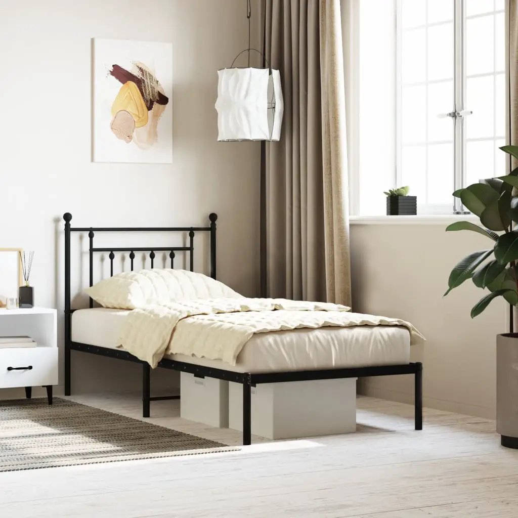 vidaXL Bed Frame | Black | Powder-Coated Steel | Small Single | Bed Frame - from vidaXL